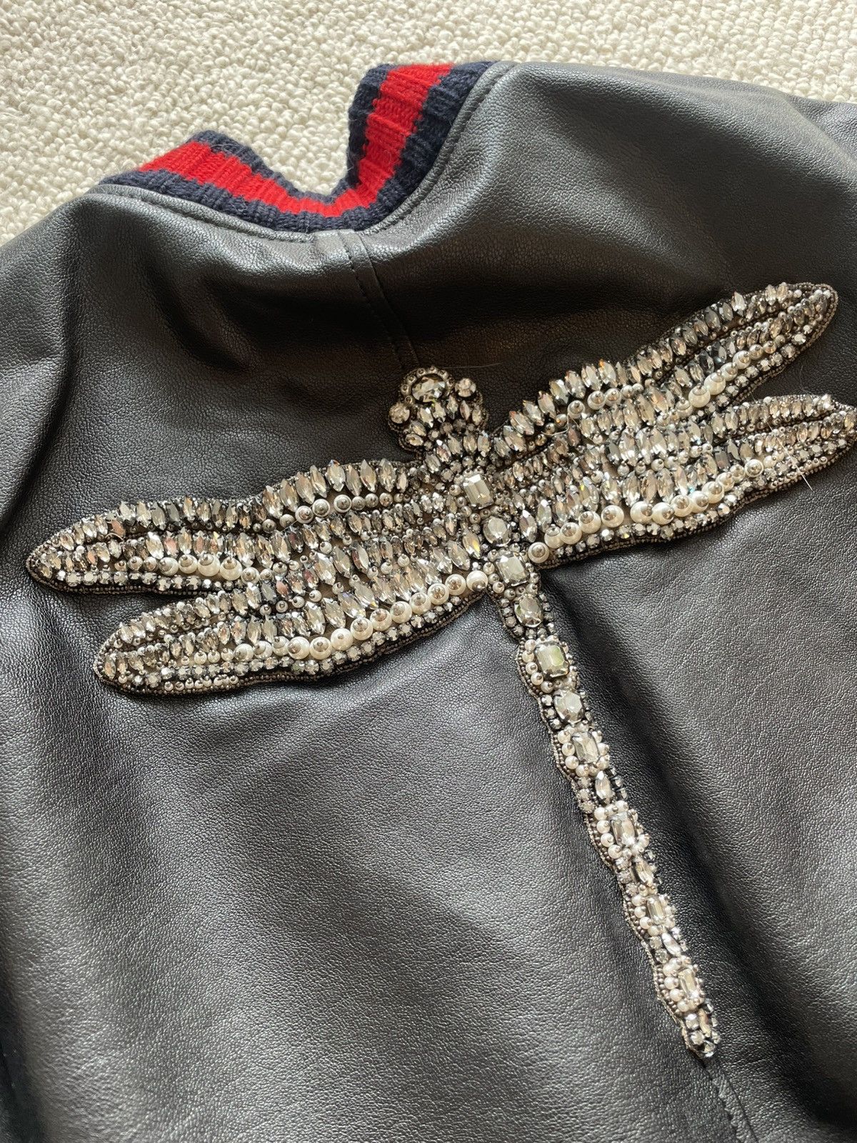 Gucci Authentic Gucci Leather Jacket with Dragonfly Embellishment Size S / US 4 / IT 40 - 7 Thumbnail