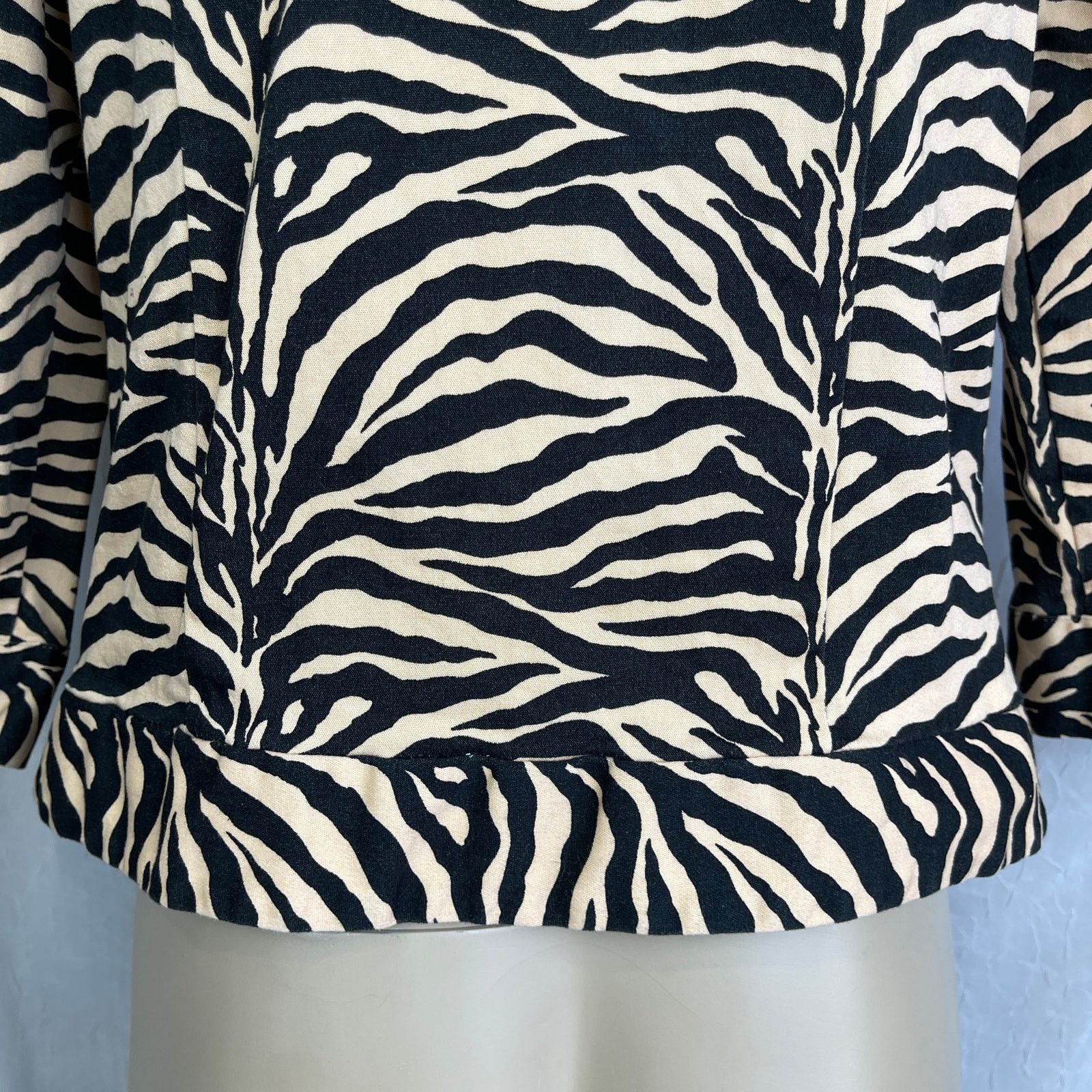 Vintage VTG Allison Taylor Tan Black Cropped Jacket Zebra Tiger XS/S Size XS / US 0-2 / IT 36-38 - 11 Thumbnail