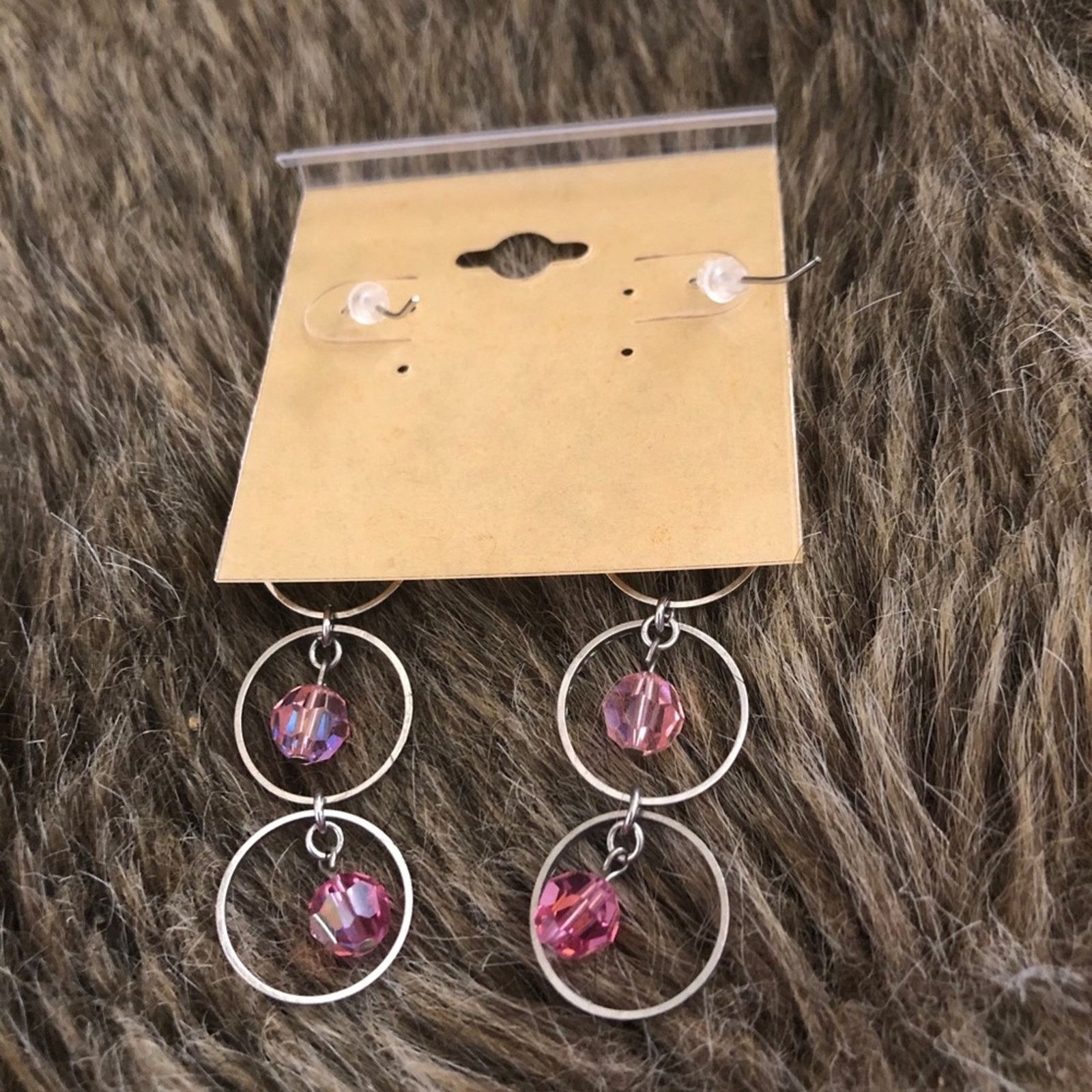 Jewelry Silver tone di-cut ring glass gem drop earrings Size ONE SIZE - 6 Thumbnail