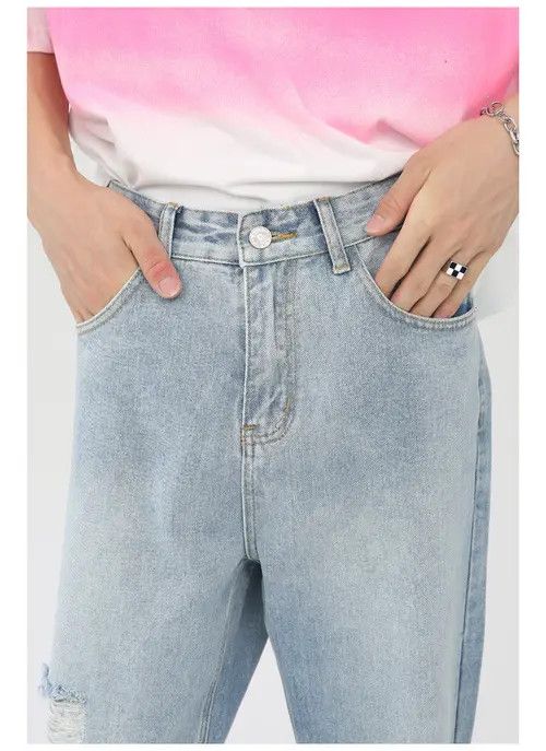 VIBE Men's loose washed straight ripped jeans Size US 34 / EU 50 - 5 Thumbnail