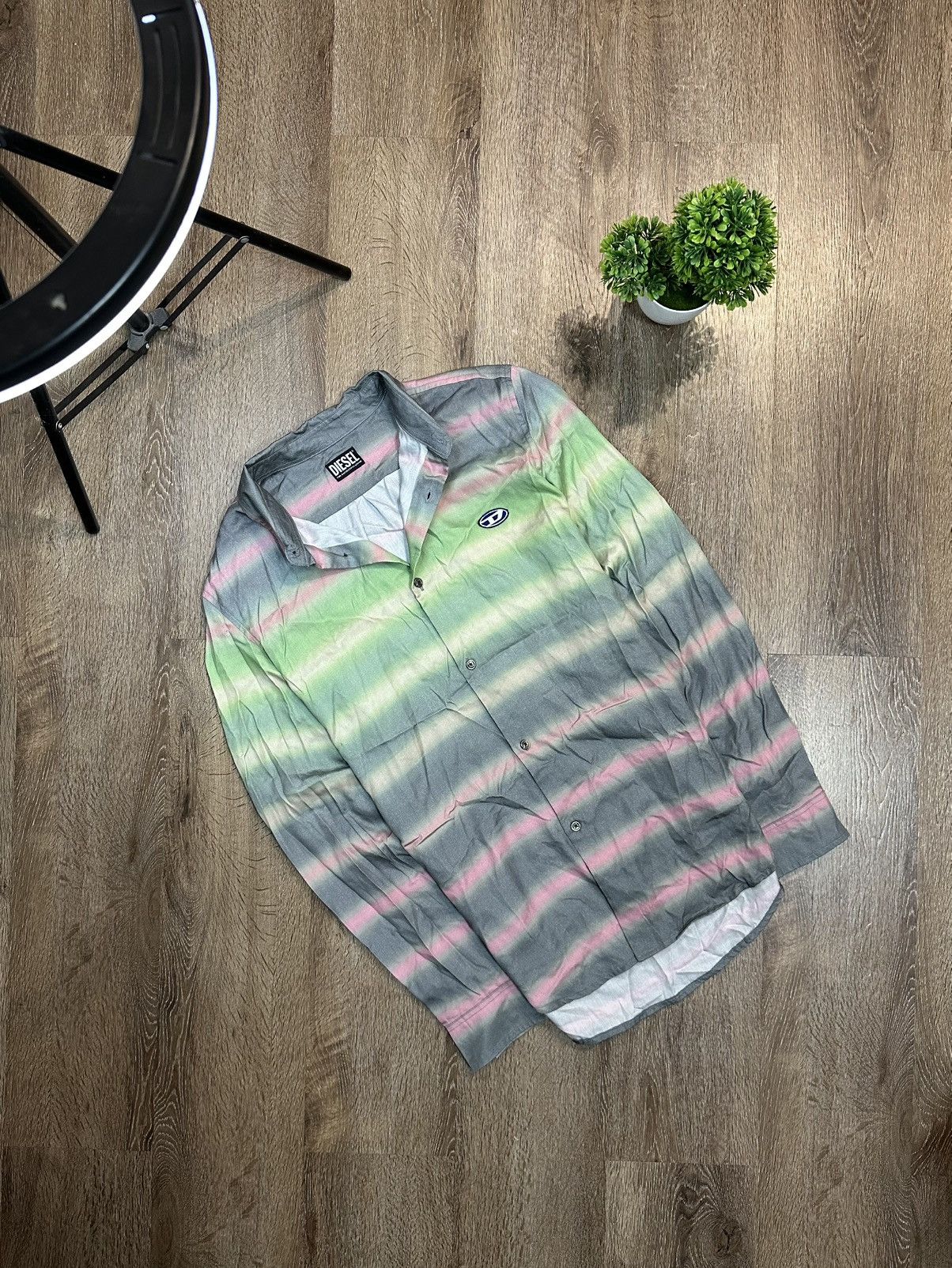 Diesel Diesel Avan-Garde Striped Shirt 100% Lyocell Size US L / EU 52-54 / 3 - 3 Thumbnail