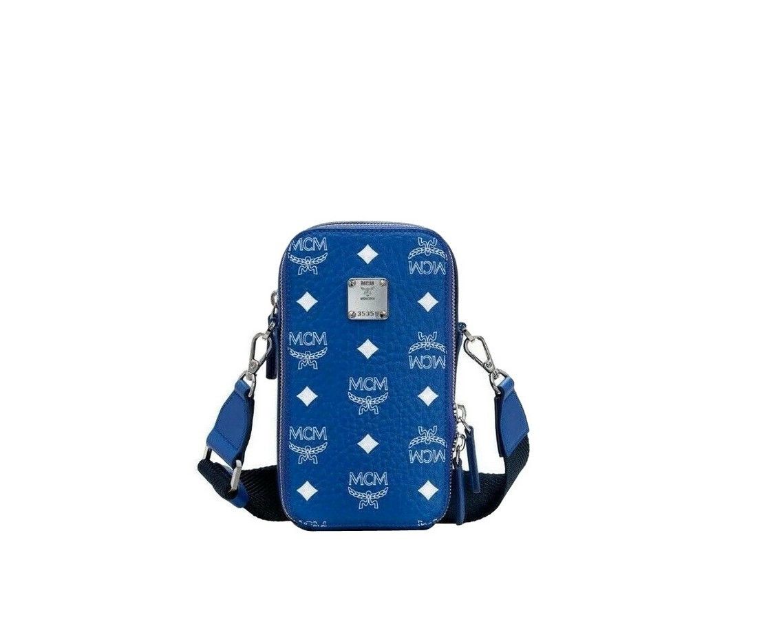 MCM Men's Blue White Visetos Crossbody Camera Bag Size ONE SIZE - 1 Thumbnail