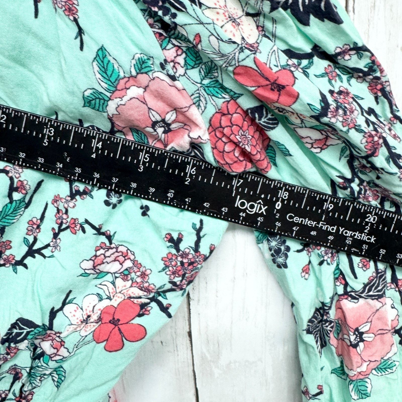 Other Ally B. Romper Size XL Off Shoulder Long Sleeve Teal Floral Size 34" / US 12 / IT 48 - 5 Thumbnail