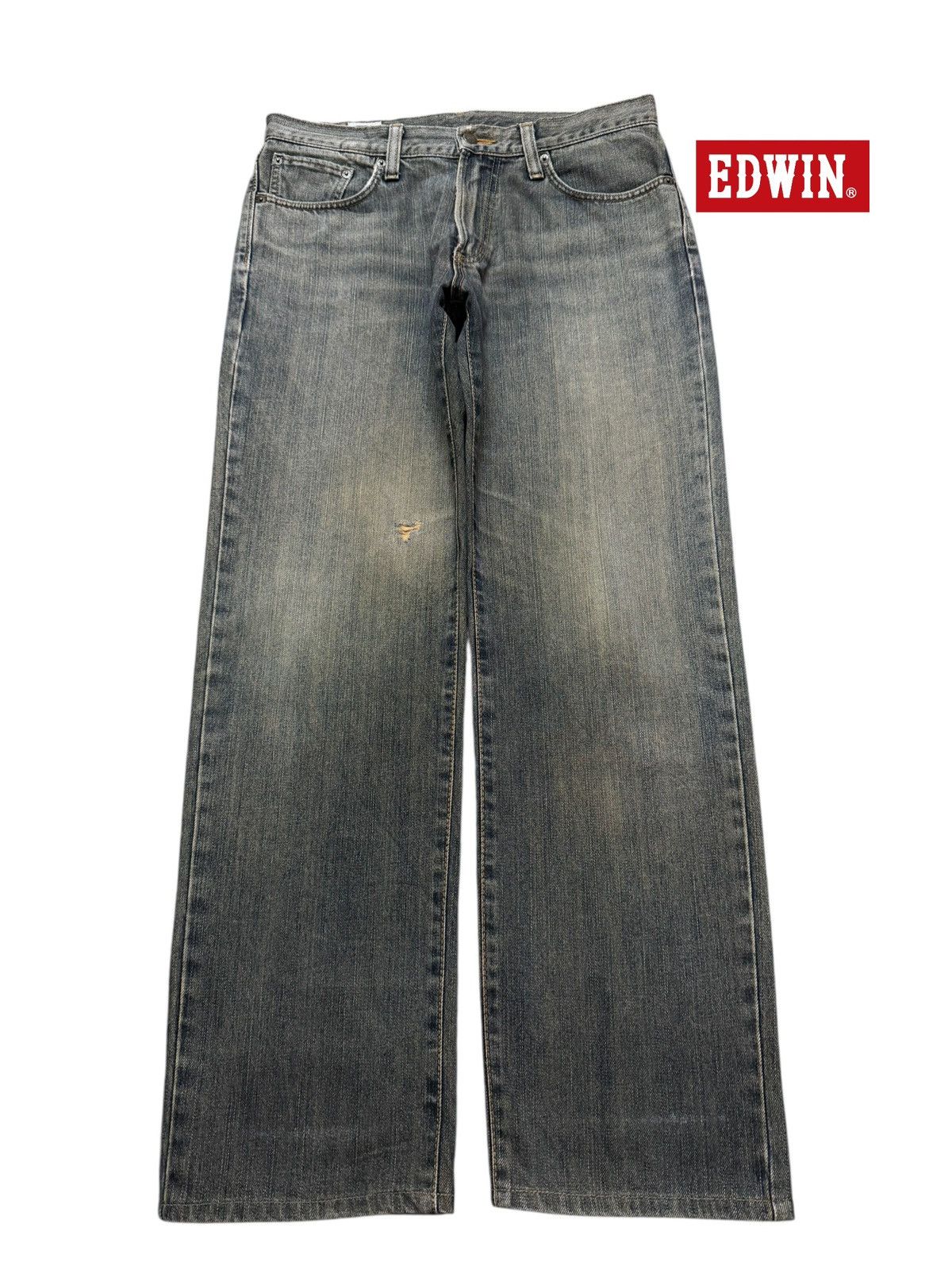 Edwin Vintage 90s Edwin 404 Faded Wash Relaxed Wide Leg Jeans Size US 33 - 1 Thumbnail
