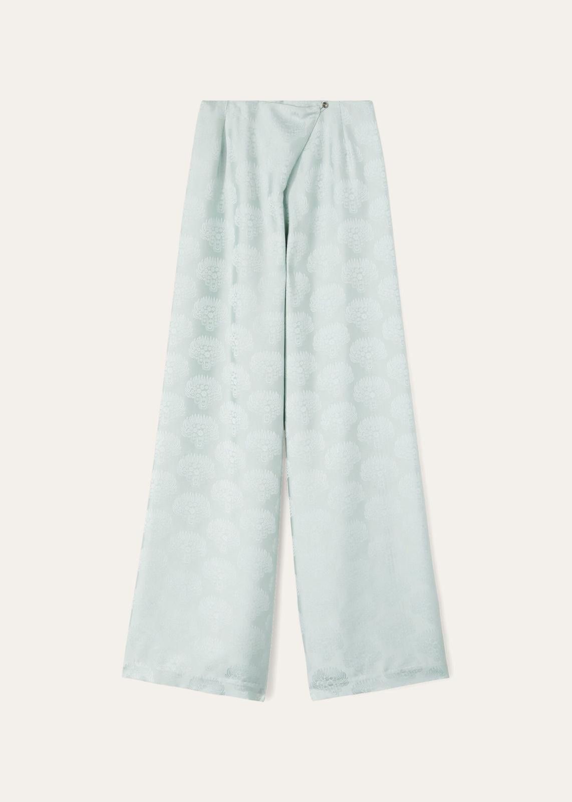 o1srvl11e1224 Silk Jacquard Trouser in Light Blue