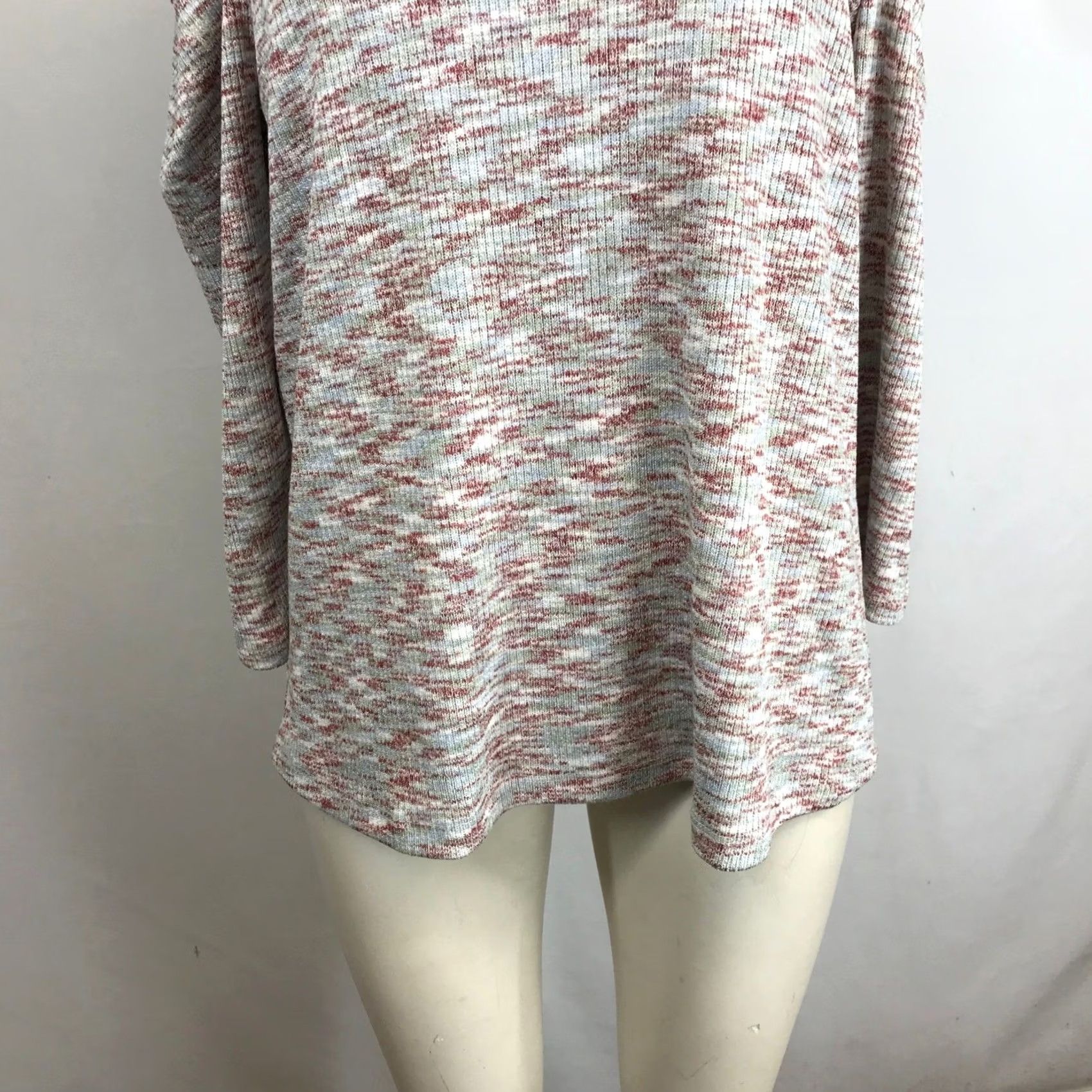 Vintage Studio B by Bobeau Women's Puff Sleeve Marled Knit Sweater XL Pullover Red Crew Neck Casual Shirt/Top Size XL / US 12-14 / IT 48-50 - 3 Thumbnail