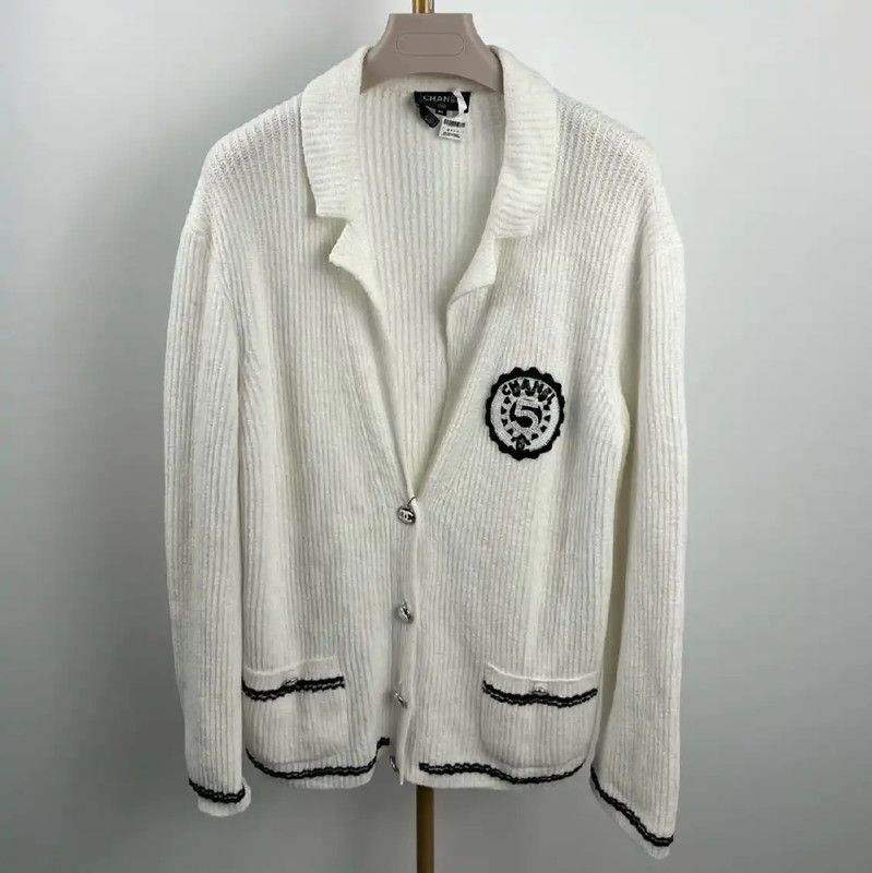 Chanel Chanel White Cotton Cardigan for Women 0089 Size XL / US 12-14 / IT 48-50 - 1 Thumbnail