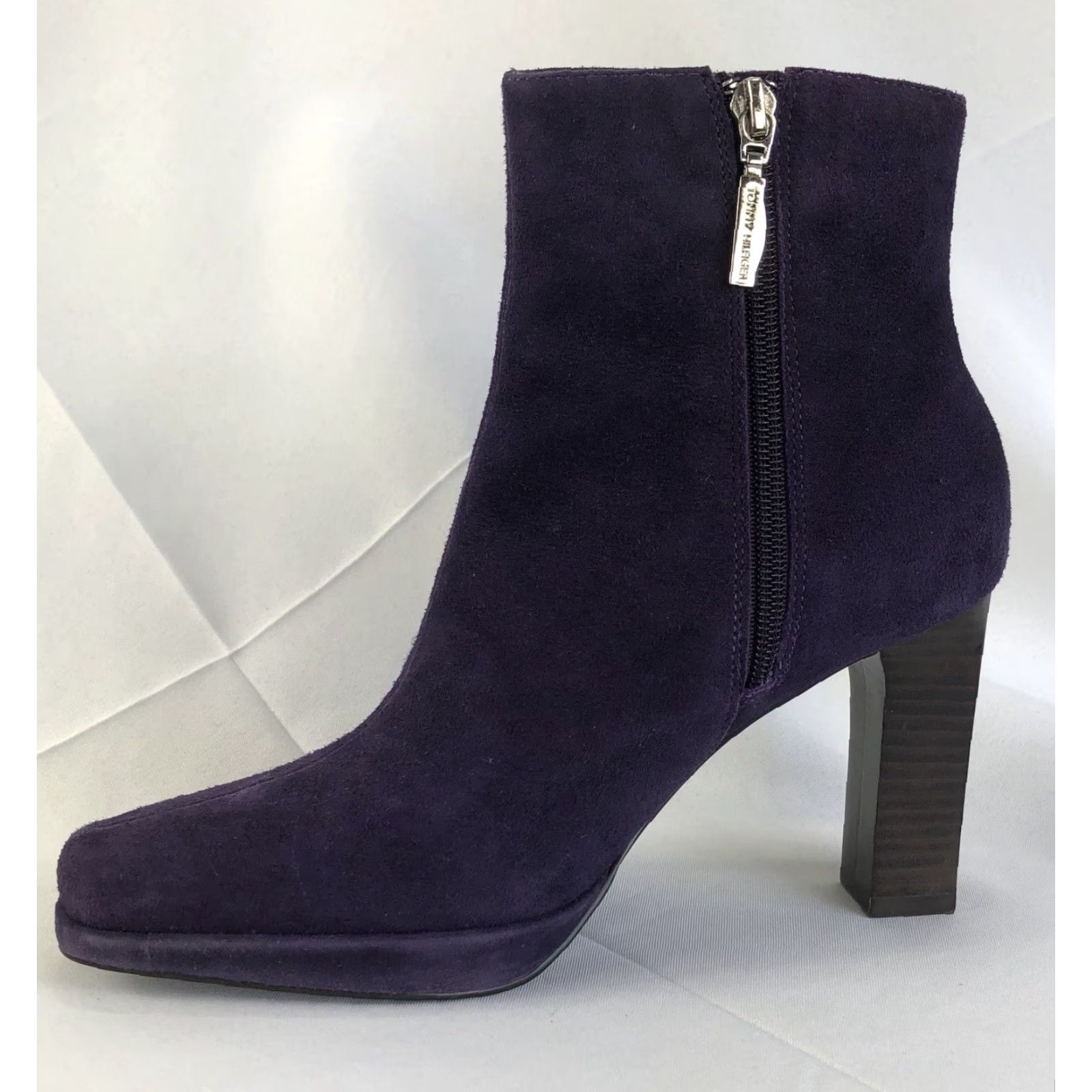 Tommy Hilfiger VINTAGE Tommy Hilfiger Suede Boots 7M Purple 3.5 Heel Square Toe Bootie Women Size US 7 / IT 37 - 5 Thumbnail