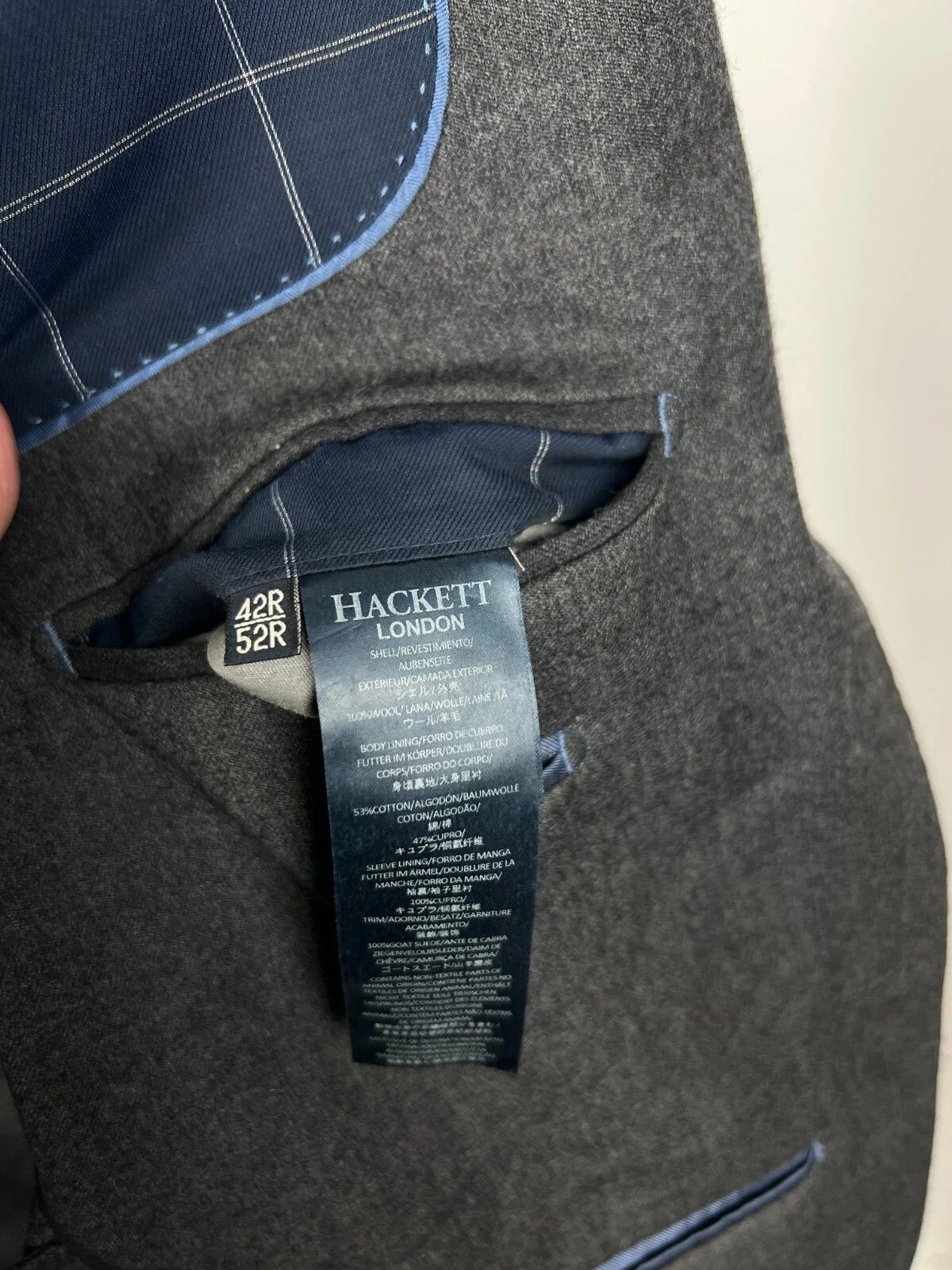Hackett Hackett London Grey Flannel Half Lined Elbow Patch Blazer Size 42R - 15 Thumbnail