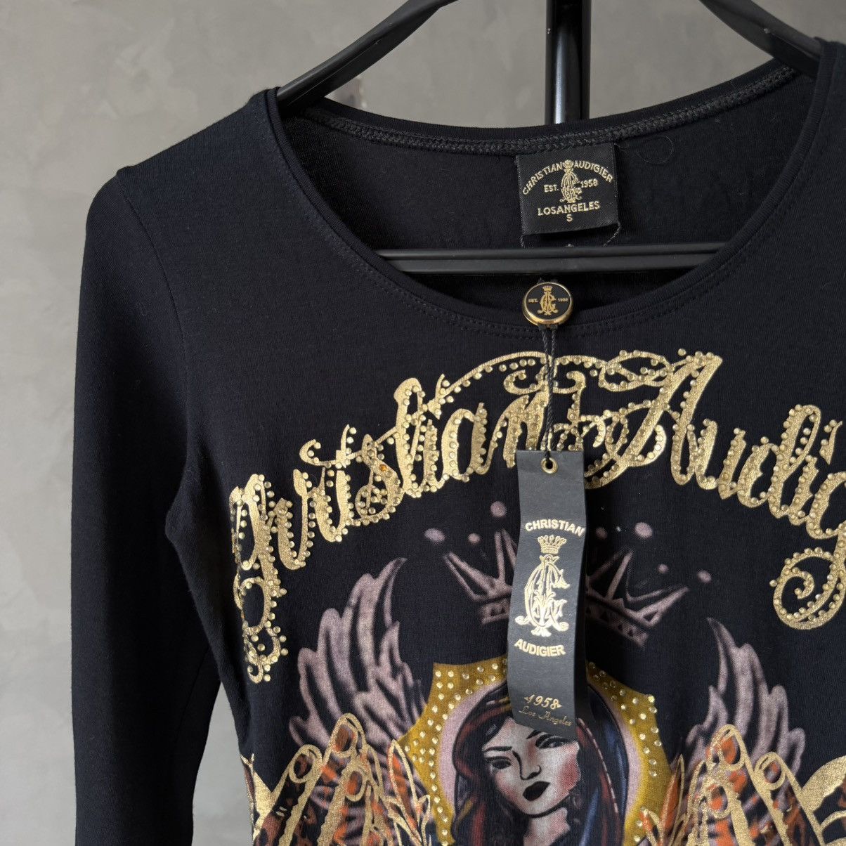 Christian Audigier Christian Audigier Vintage Y2K Virgin Mary Rhinestone LS Size S / US 4 / IT 40 - 6 Thumbnail