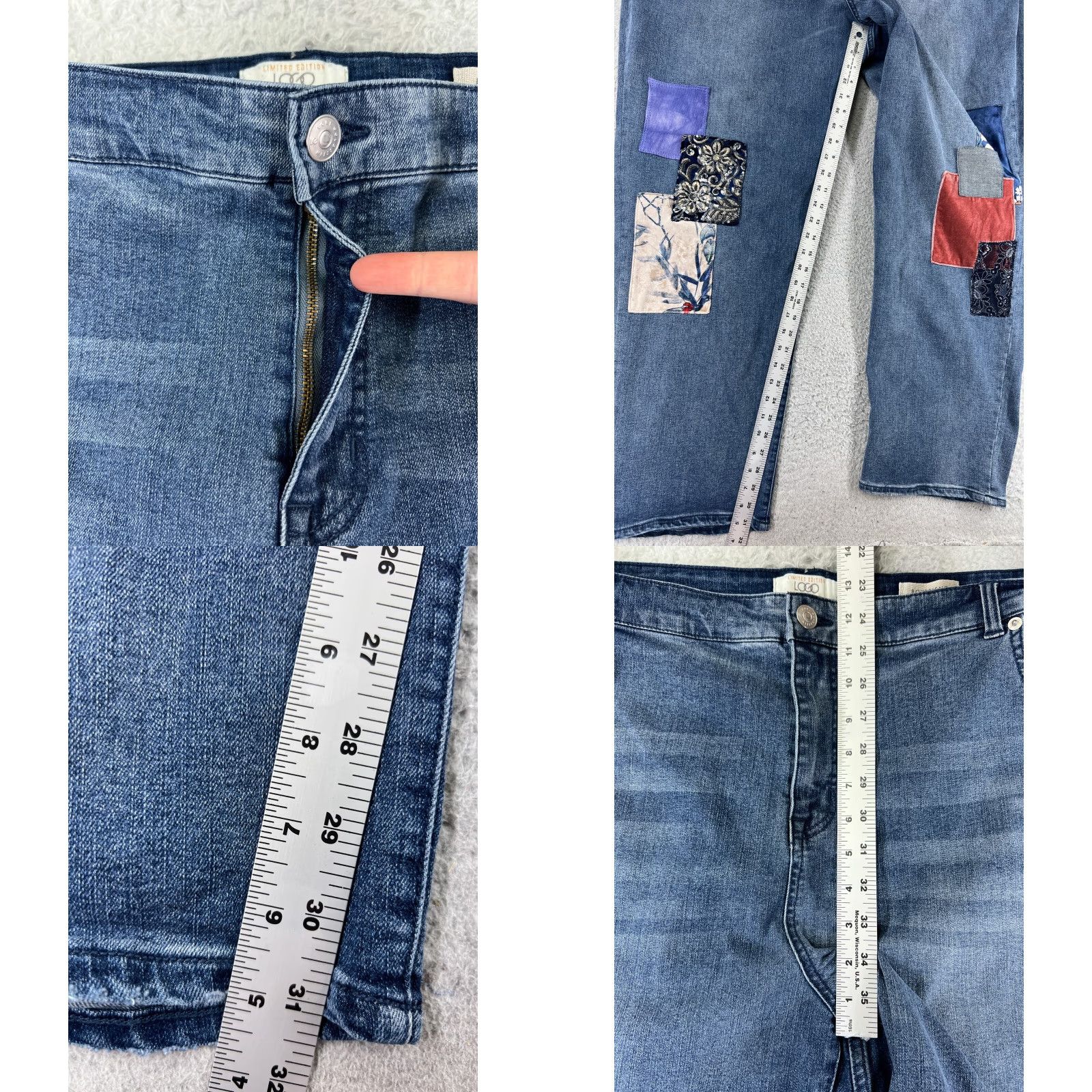 Vintage LOGO by Lori Goldstein Womens Jeans 26W Blue Denim High Rise Straight Embroidered 5-Pocket Designer Size 26" / US 2 / IT 38 - 8 Thumbnail