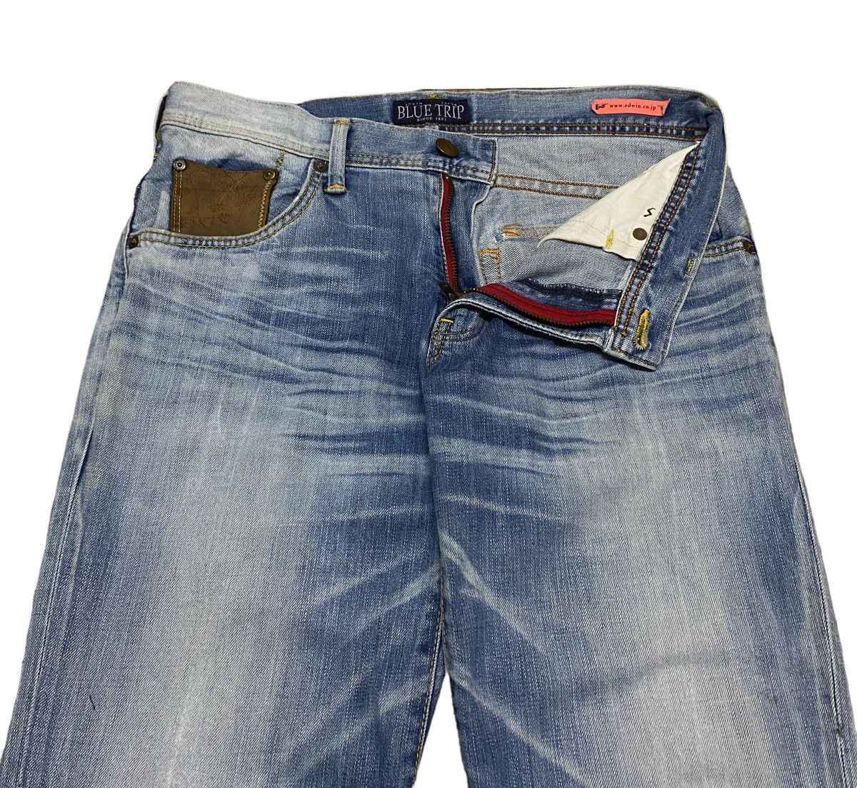 Edwin × If Six Was Nine Rare Design Vintage Brand Edwin Blue Trip Flared Jeans 1990s Size US 32 / EU 48 - 6 Thumbnail