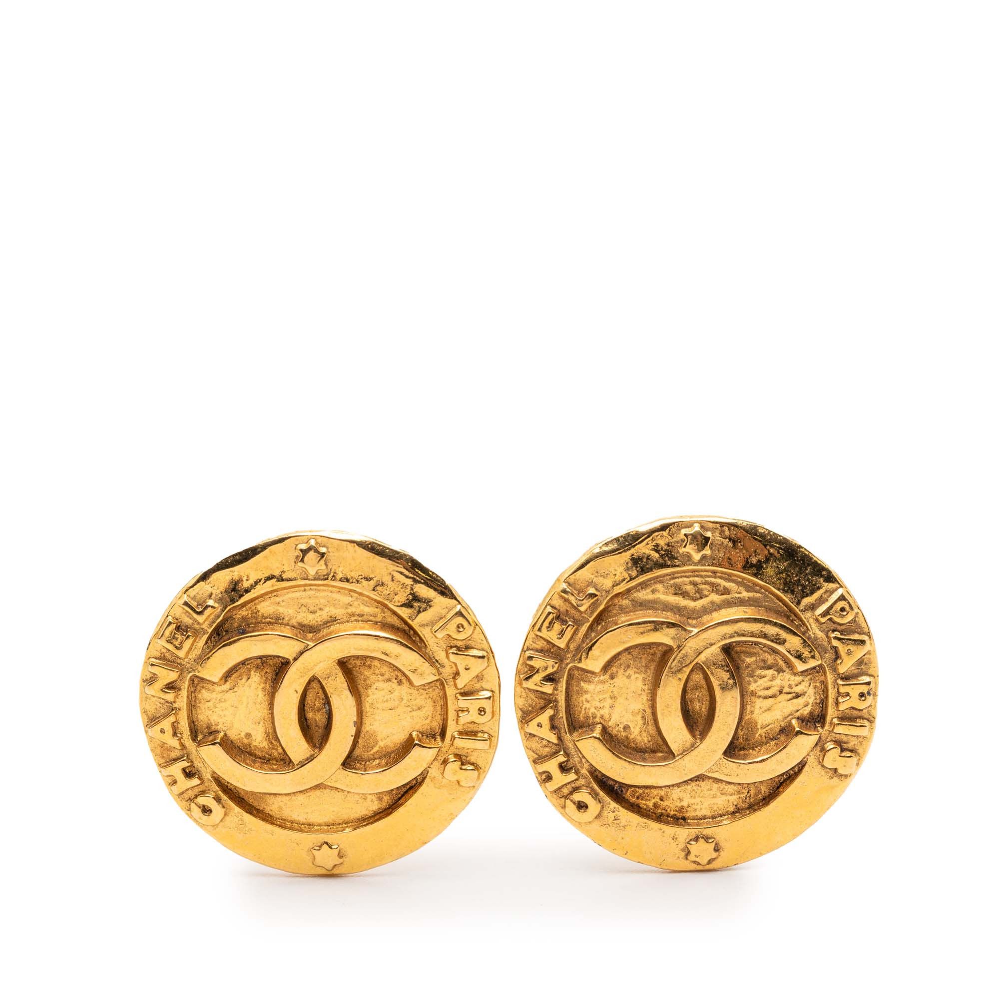 Chanel Chanel Gold Plated CC Round 31 Rue Cambon Clip on Earrings Size ONE SIZE - 1 Thumbnail