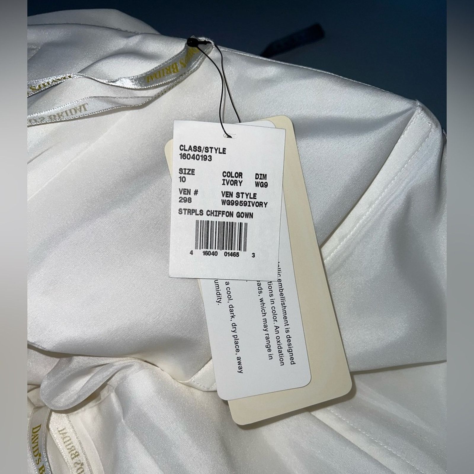 Other New David’s Bridal Greek Goddess Empire Waist Wedding Gown! Size L / US 10 / IT 46 - 6 Thumbnail