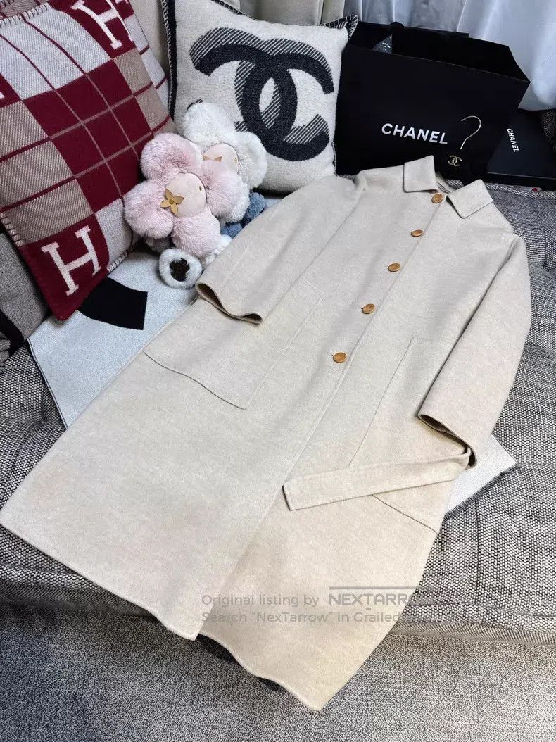 Hermes Hermes Oatmeal color cashmere coat for women Size XS / US 0-2 / IT 36-38 - 9 Thumbnail