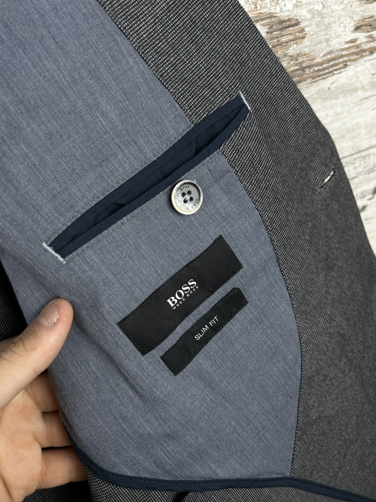 Hugo Boss × Vintage Mens Hugo Boss Blazer grey luxury jacket slim fit 42R / 52 Size 42R - 9 Thumbnail