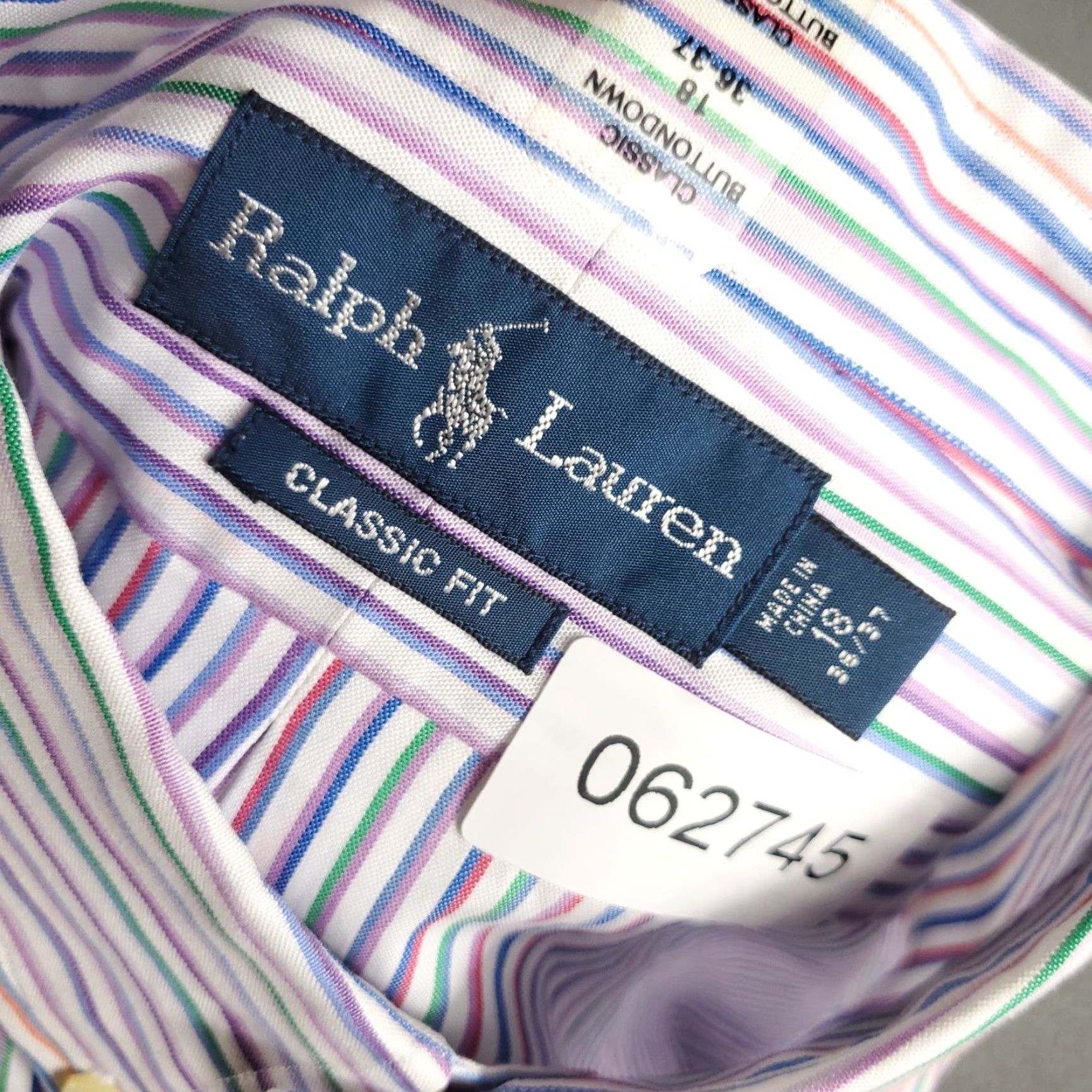 Ralph Lauren Ralph Lauren Shirt Adult 18 Purple Striped Long Sleeve Button-Down Pony Logo Classic Fit Mens Size US XXL / EU 58 / 5 - 8 Thumbnail