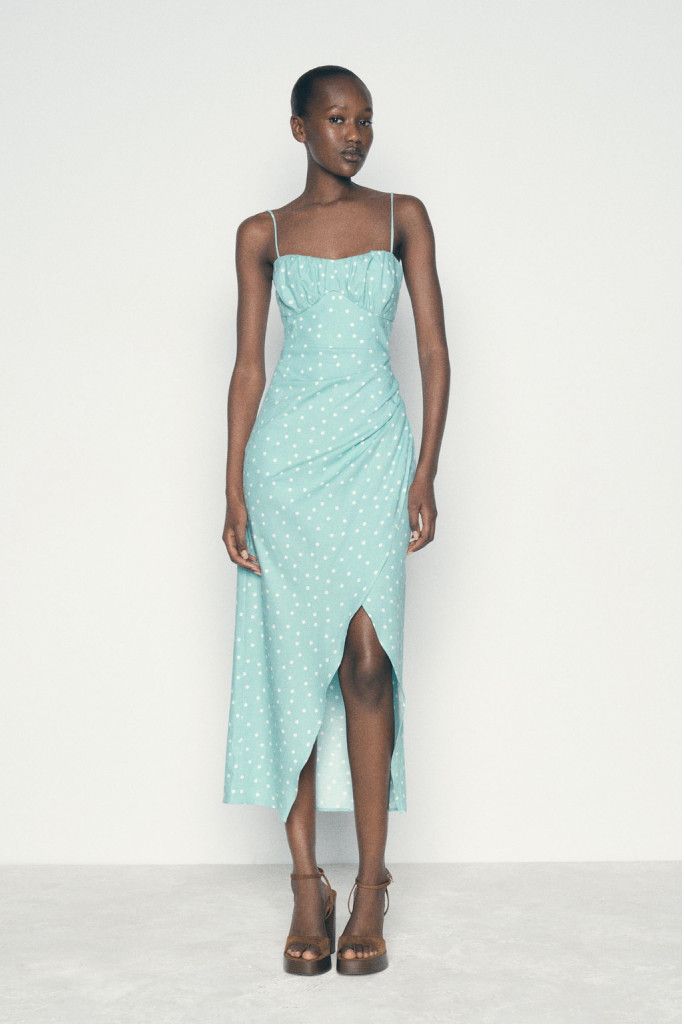 Zara Zara Linen blend polka dot midi dress Size S Size S / US 4 / IT 40 - 2 Thumbnail