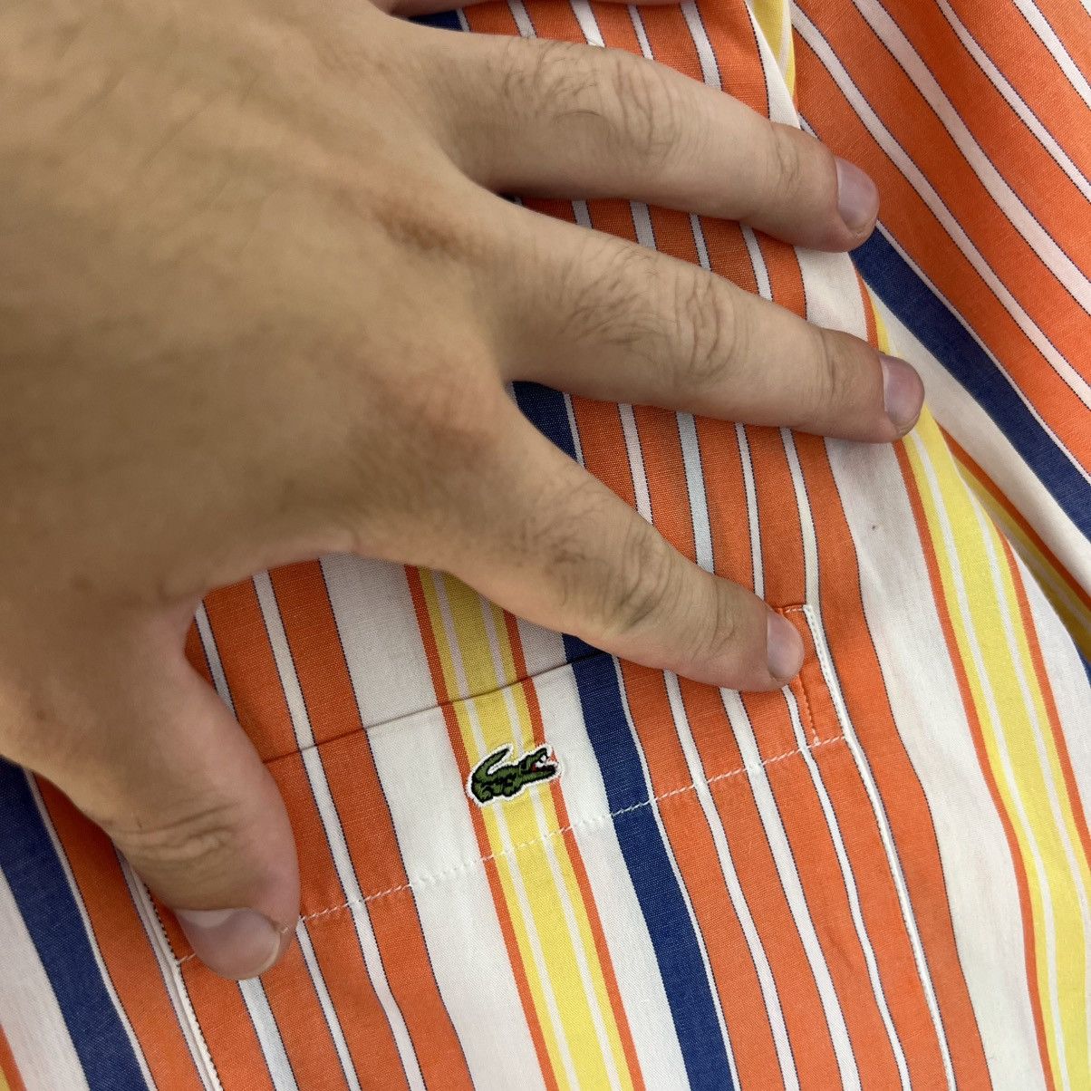 Lacoste Vintage Y2K Lacoste Pocket Mini Logo Striped Button Up Shirt Size US XL / EU 56 / 4 - 3 Thumbnail