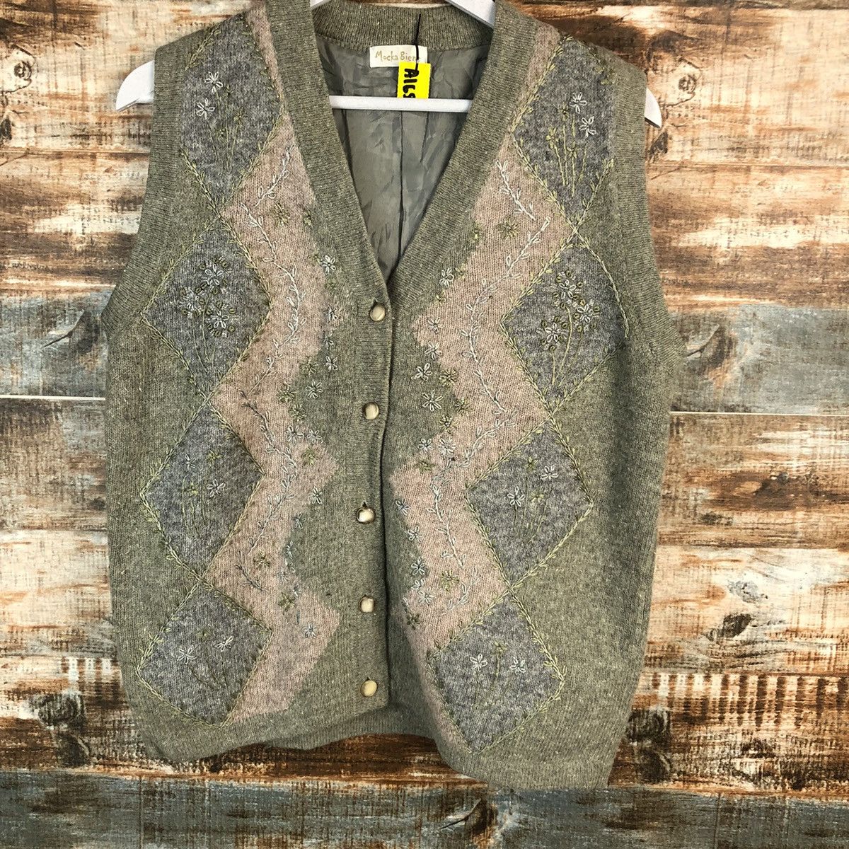 Homespun Knitwear Mocka Biene Grey Cardigan Vest Knitwear #A1658 Size US M / EU 48-50 / 2 - 3 Thumbnail