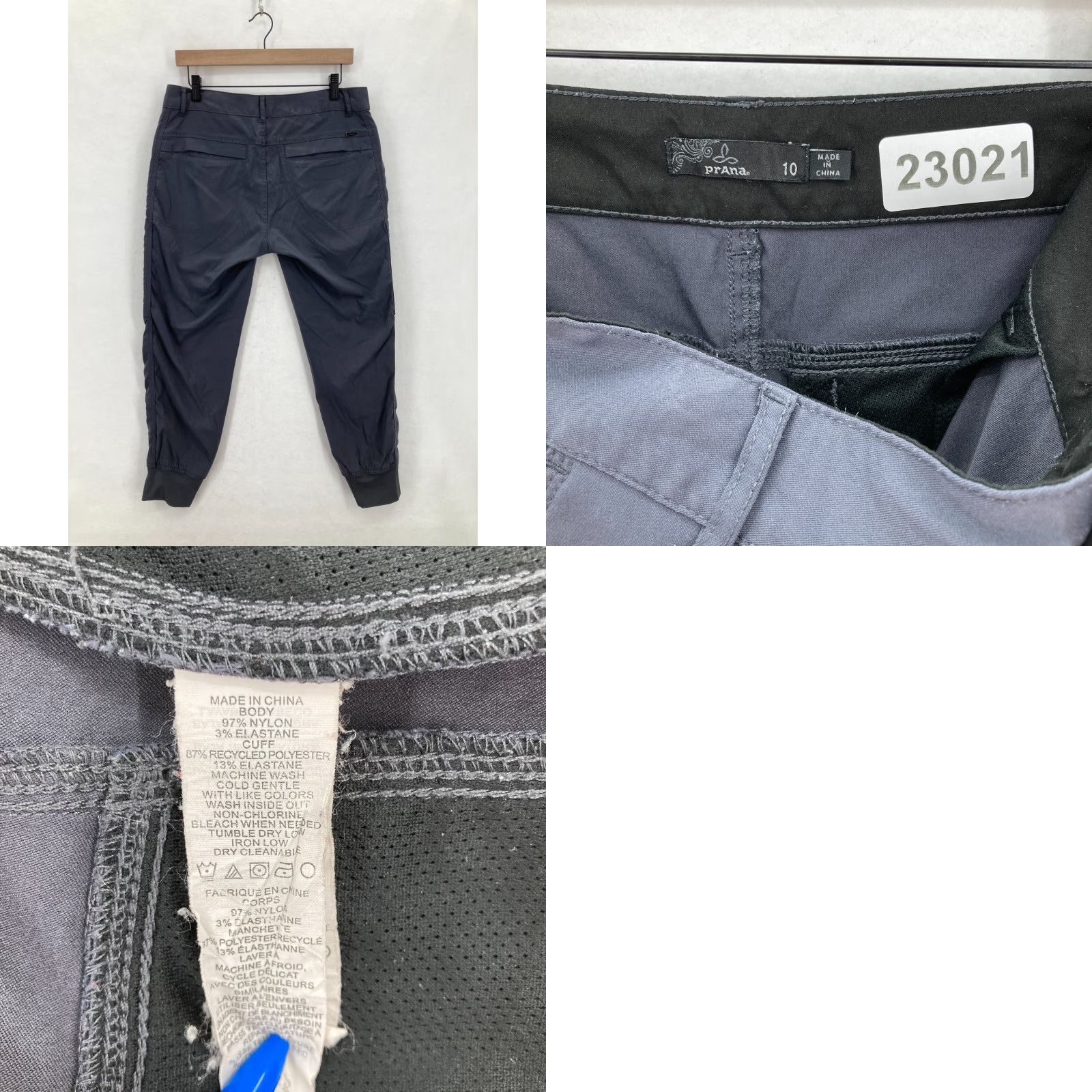 Prana prAna Sky Canyon Jogger Pants Women's 10 Blue Gray Nylon Cargo Hiking Regular Inseam 25 in Wide Size 32" / US 10 / IT 46 - 9 Thumbnail