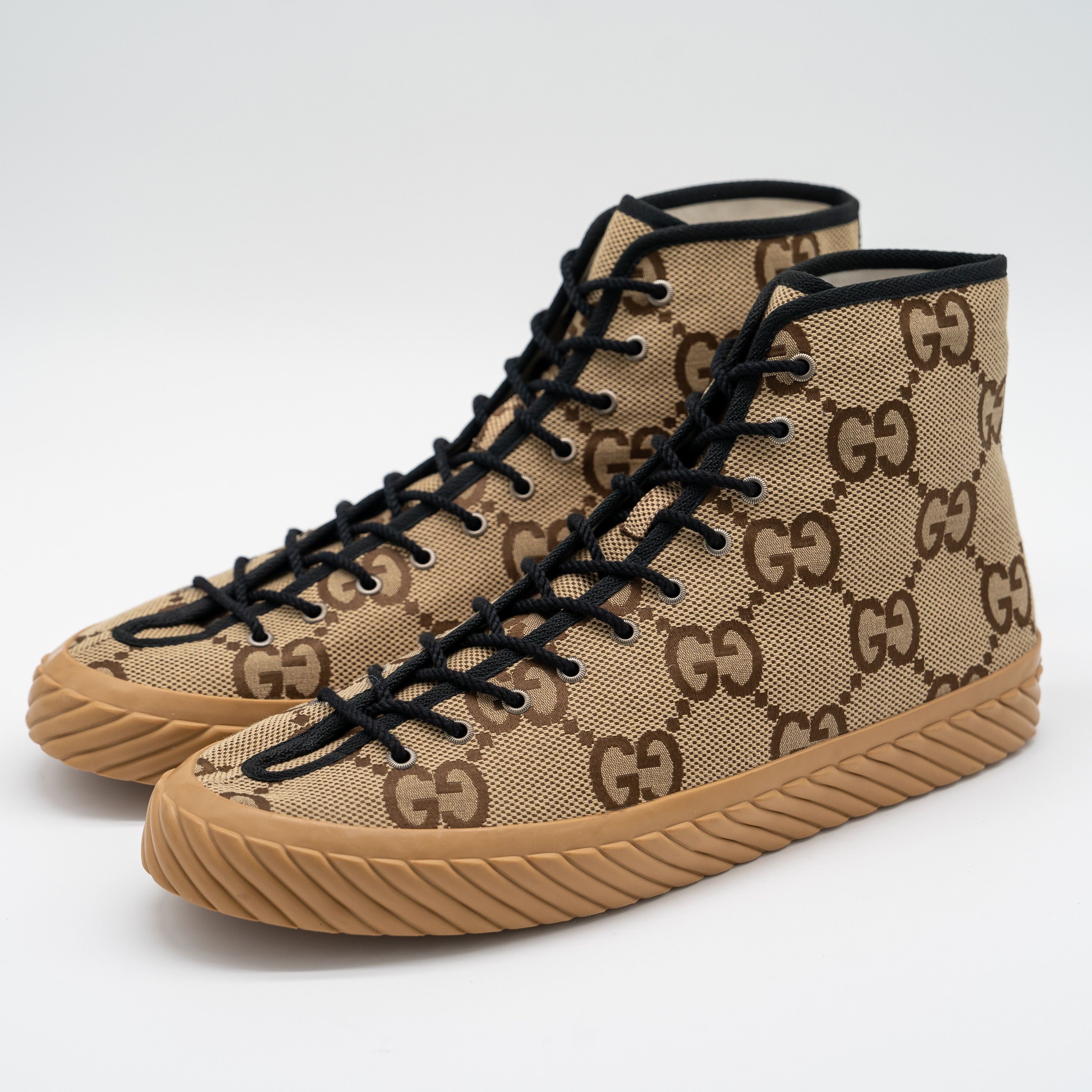 size 11.5G - Gucci GG Canvas Monogram Sneakers Tortuga Beige High Top Gucci GUCCI BEIGE PRINT GG SNEAKERS - SIZE 11 - CANVAS HIGH  main image 4