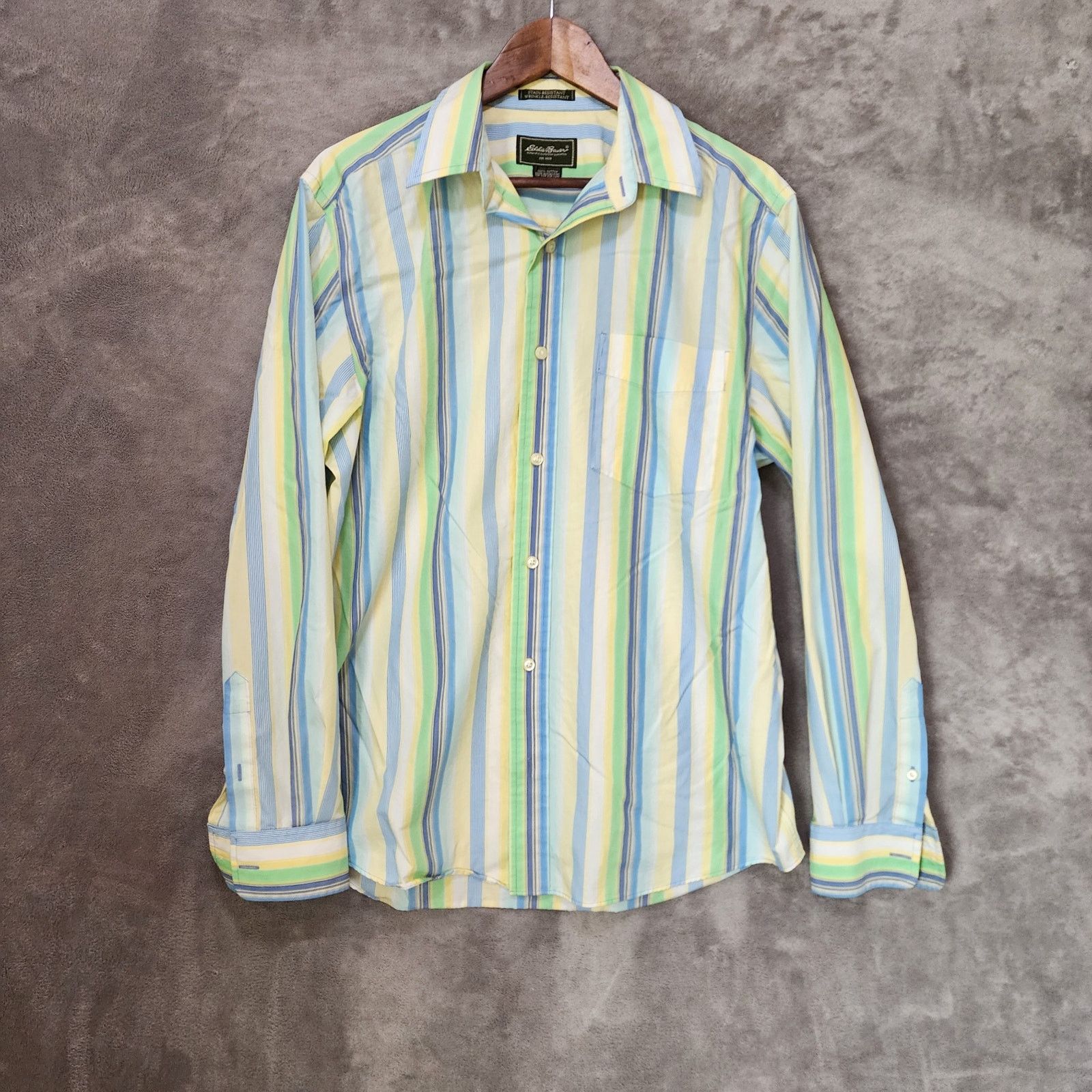 Eddie Bauer Eddie Bauer Men's M Green Blue Yellow Striped Shirt Size US M / EU 48-50 / 2 - 5 Thumbnail