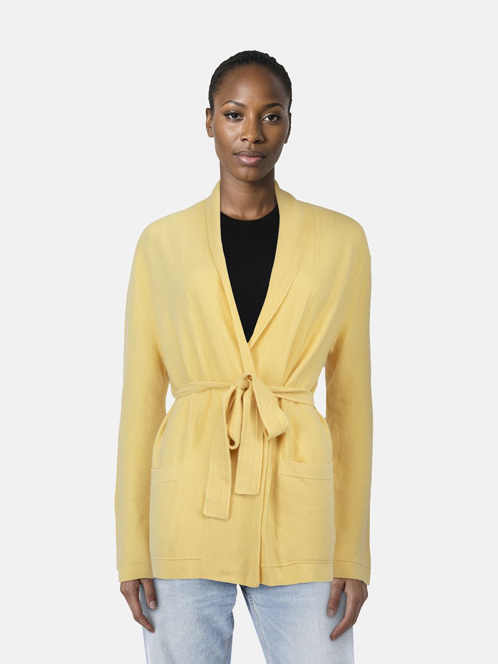 Loro Piana Yellow Cashmere Belted Cardigan Size M / US 6-8 / IT 42-44 - 1 Thumbnail