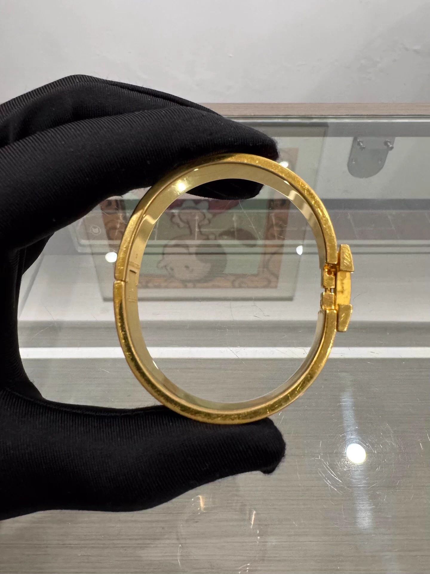 Hermes Hermes Clic H Orange Enamel Gold H Clasp Bangle 99 New Size ONE SIZE - 5 Thumbnail