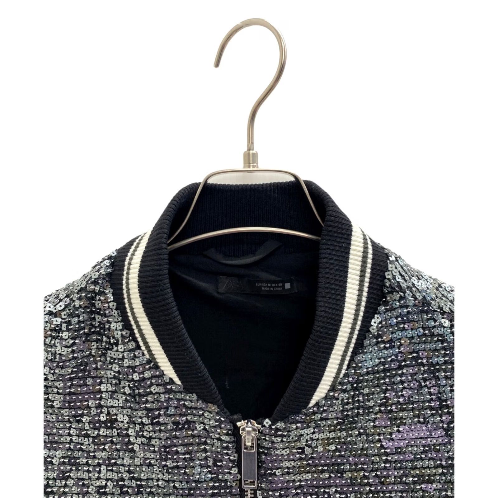 Zara ZARA Blouson Jacket Man L Black x silver Sequined Size US L / EU 52-54 / 3 - 3 Thumbnail