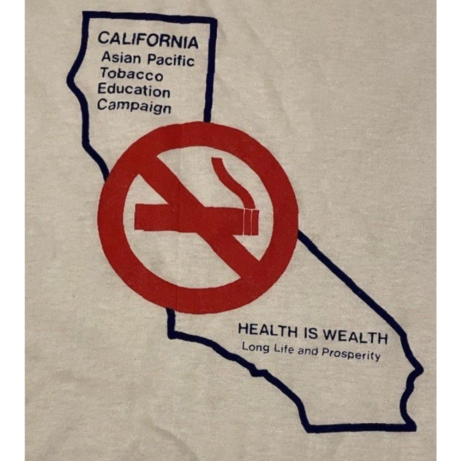 Vintage VINTAGE California Anti Smoking Shirt XL White 90s Grunge Tobacco Humor 80s USA Mens T-Shirt Size US XL / EU 56 / 4 - 2 Thumbnail