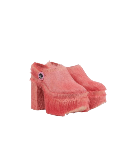 Vivienne Westwood o1f1d3z0426 Swamp Calf Hair Platform Clogs in Pink Size US 10 / IT 40 - 1 Thumbnail
