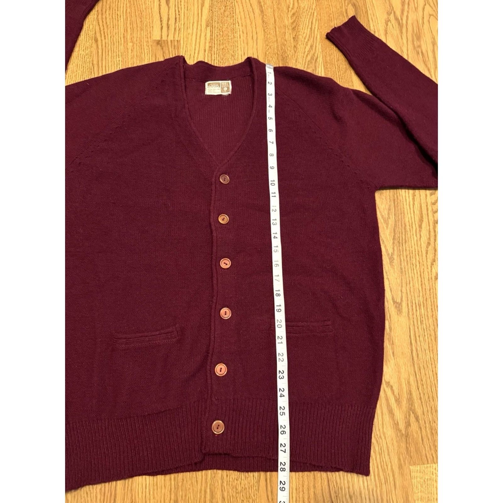 Vintage Vintage Montgomery Ward Acrylic Cardigan Sweater - Size XL Maroon Grunge Size US XL / EU 56 / 4 - 5 Thumbnail