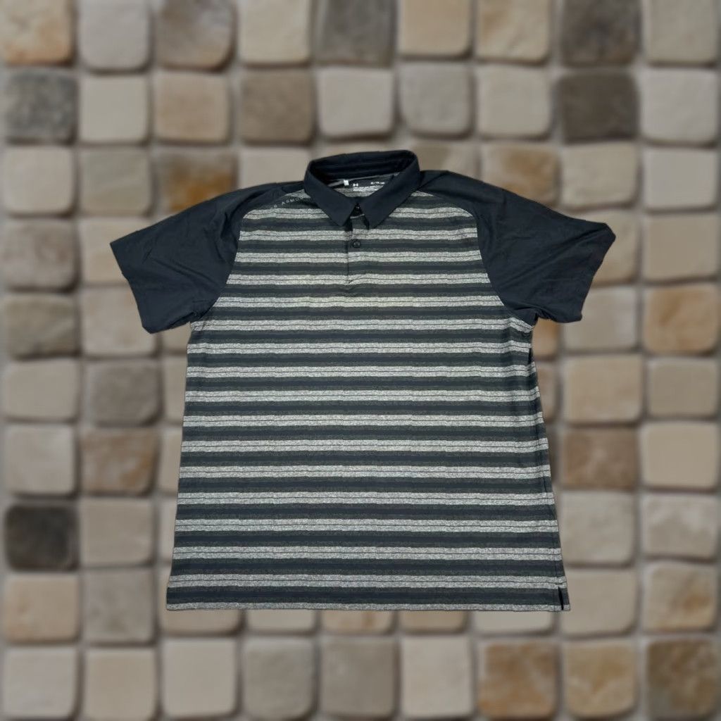 Under Armour Under Armour Polo Shirt Mens XL Gray Black HeatGear Golf Shirt Polo Short Sleeve Sports Casual Mens XL Black HeatGear Under Armour Polo Shirt Golf Size US XL / EU 56 / 4 - 1 Thumbnail