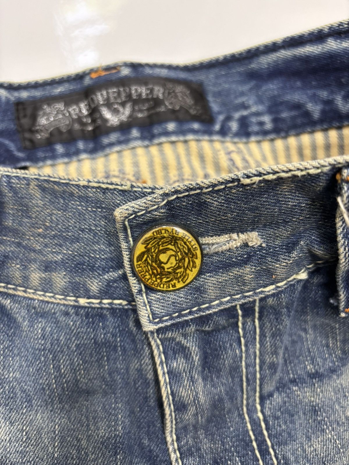Kapital Red Pepper Double Waist Claw Mark Distressed Denim Jeans Size US 30 / EU 46 - 12 Thumbnail