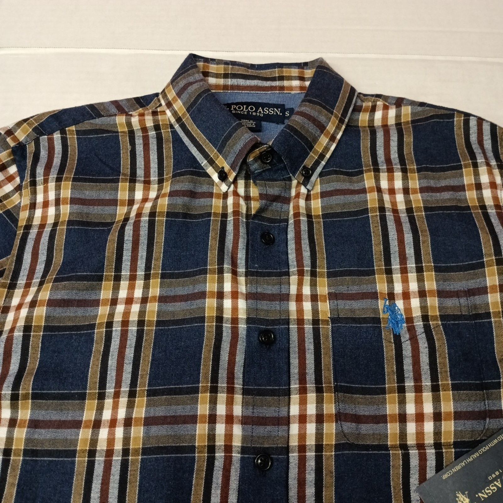 U.S. Polo Assn. U.S. Polo Assn. Button Woven Shirt Mens S Blue Heather Plaid Size US S / EU 44-46 / 1 - 3 Thumbnail