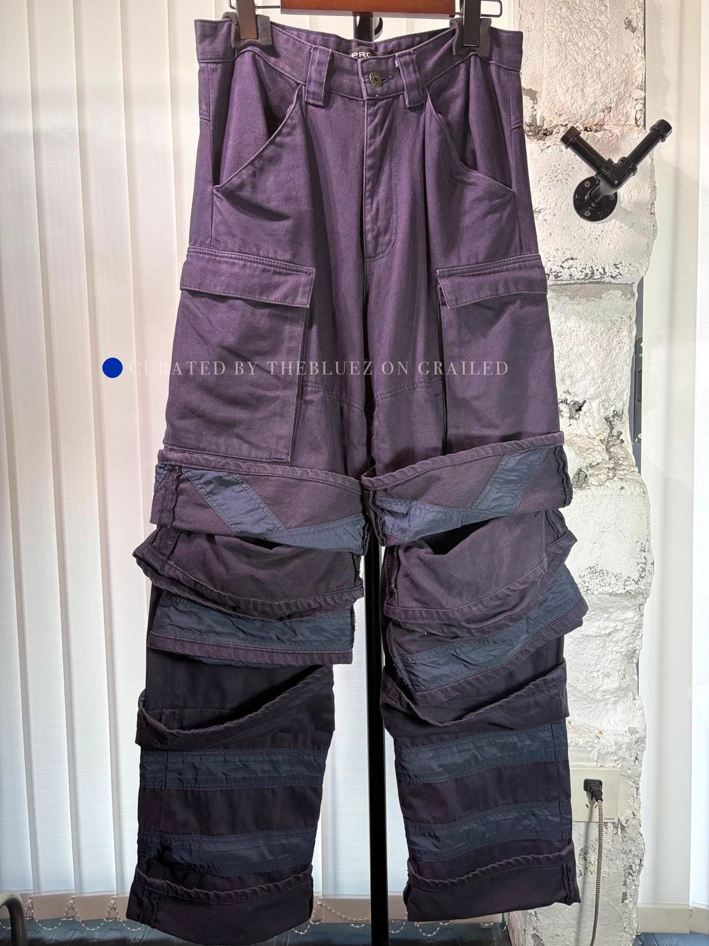 Y/Project Layered Distressed Cargo Pants in Eggplant Size US 28 / EU 44 - 1 Thumbnail