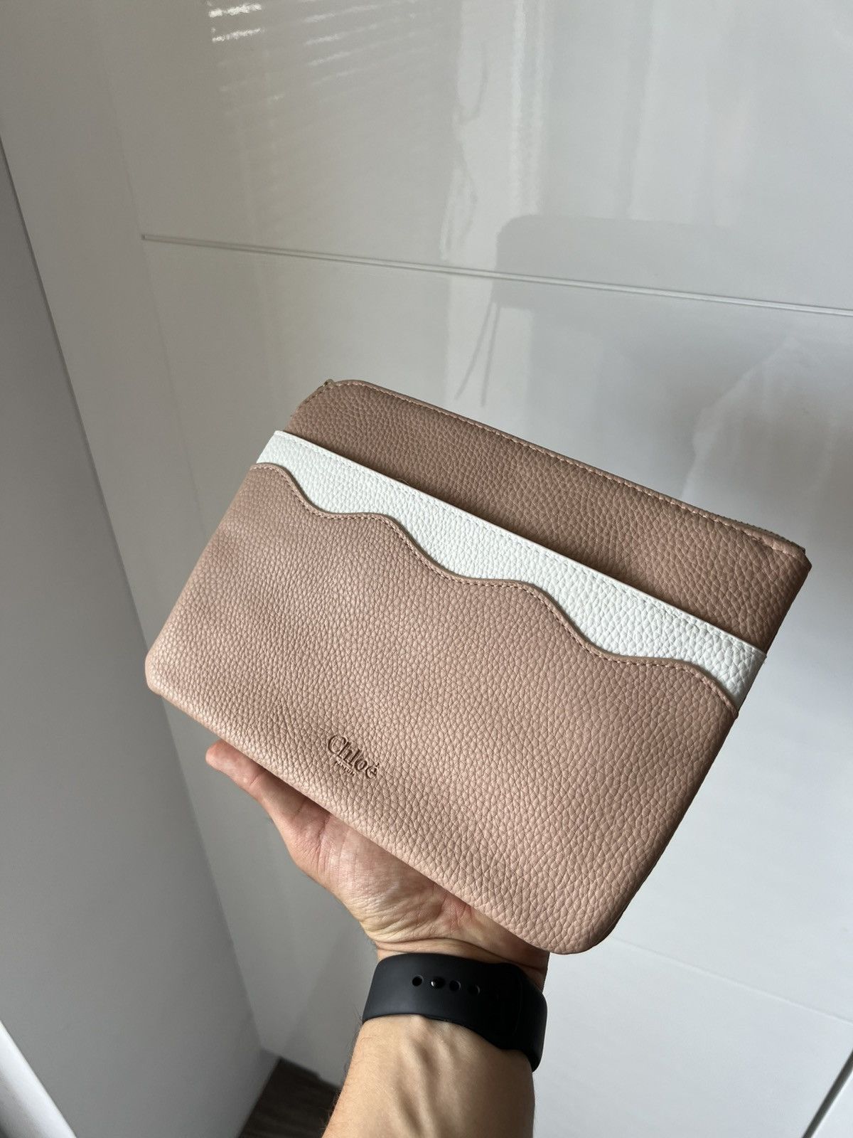 Chloe Chloe Parfum Zip Navy Pink/Beige Clutch Bag Size ONE SIZE - 1 Thumbnail