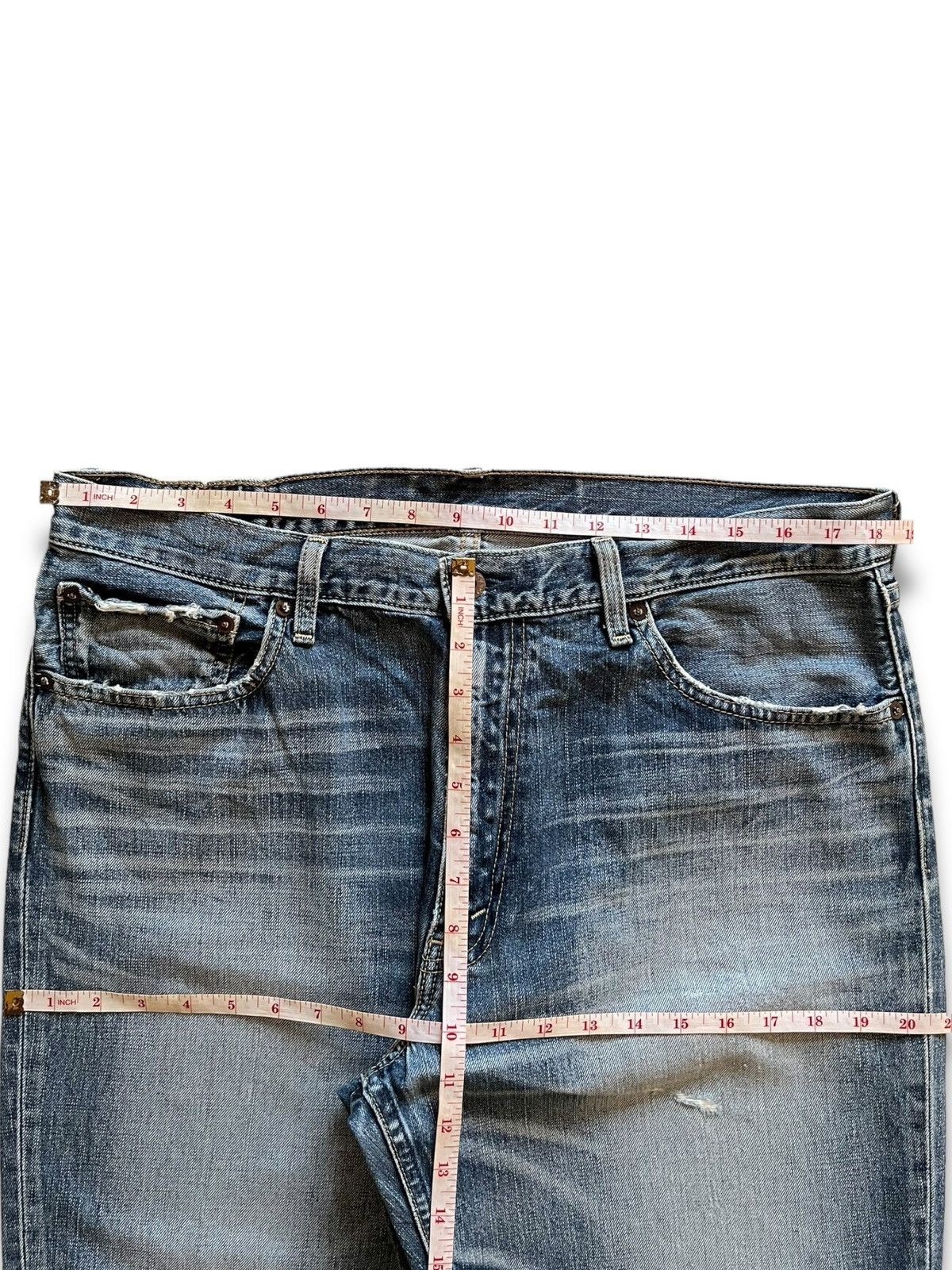 Levi's Vintage 90s Levis 502 Blue Wash Distressed Baggy Jeans Size US 37 - 10 Thumbnail