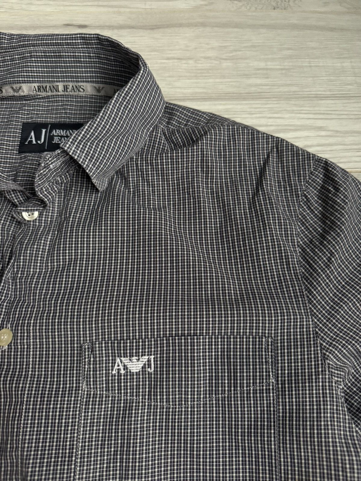 Armani × Vintage Vintage Armani Jeans Shirt navy check Size US M / EU 48-50 / 2 - 3 Thumbnail