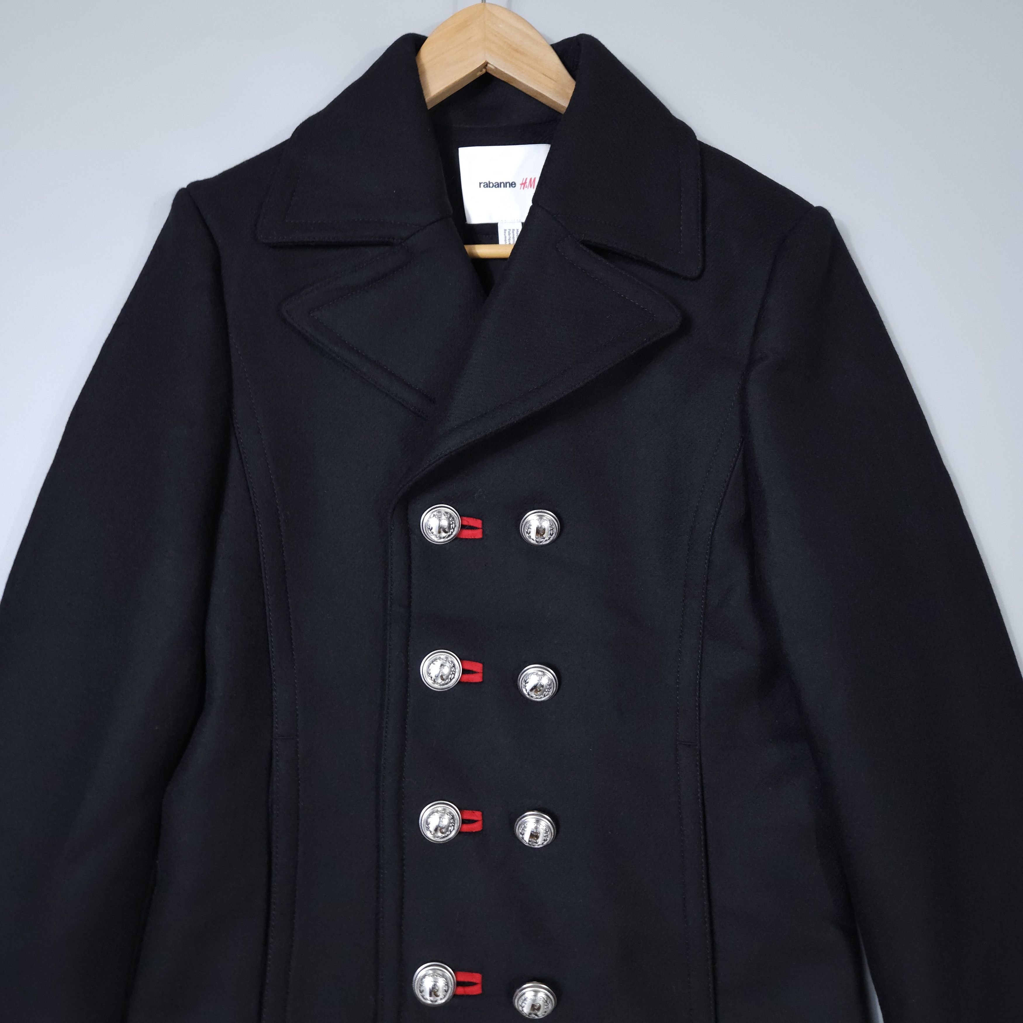 H&M NWOT Paco Rabanne x H&M Pea Coat Wool EUR 46 US 36R Size US S / EU 44-46 / 1 - 2 Thumbnail