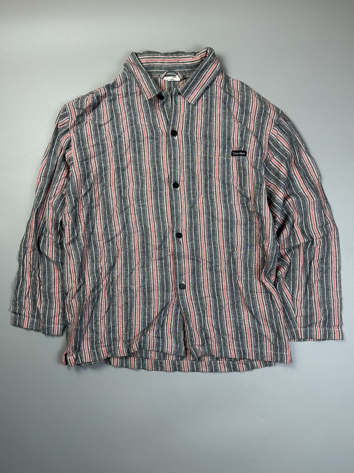 Calvin Klein Pink striped Calvin Klein cotton button shirt Size US M / EU 48-50 / 2 - 1 Thumbnail