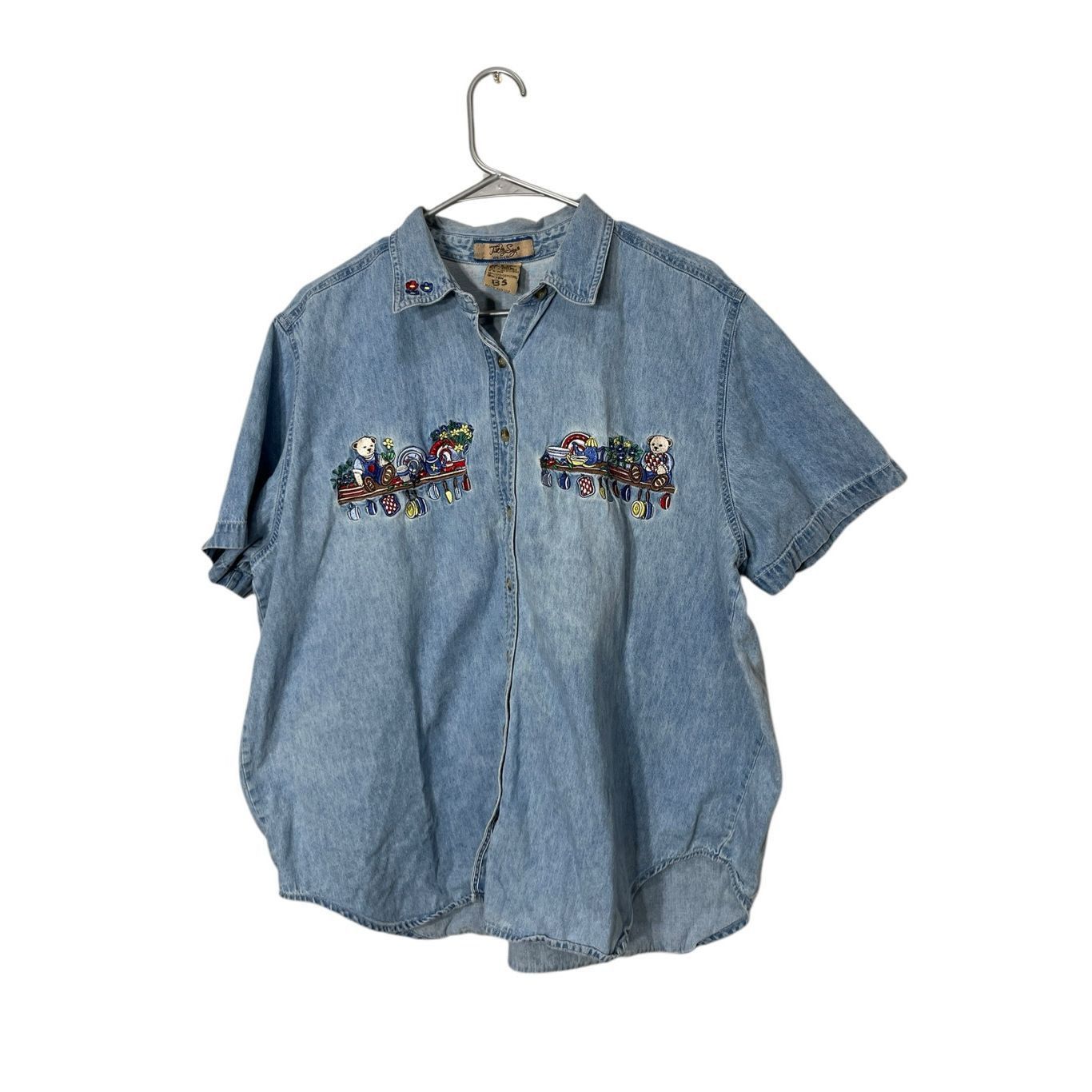 Other Vintage Just My Size Denim Embroidered Bears Button Down Top Size XXL / US 16-18 / IT 52-54 - 1 Thumbnail