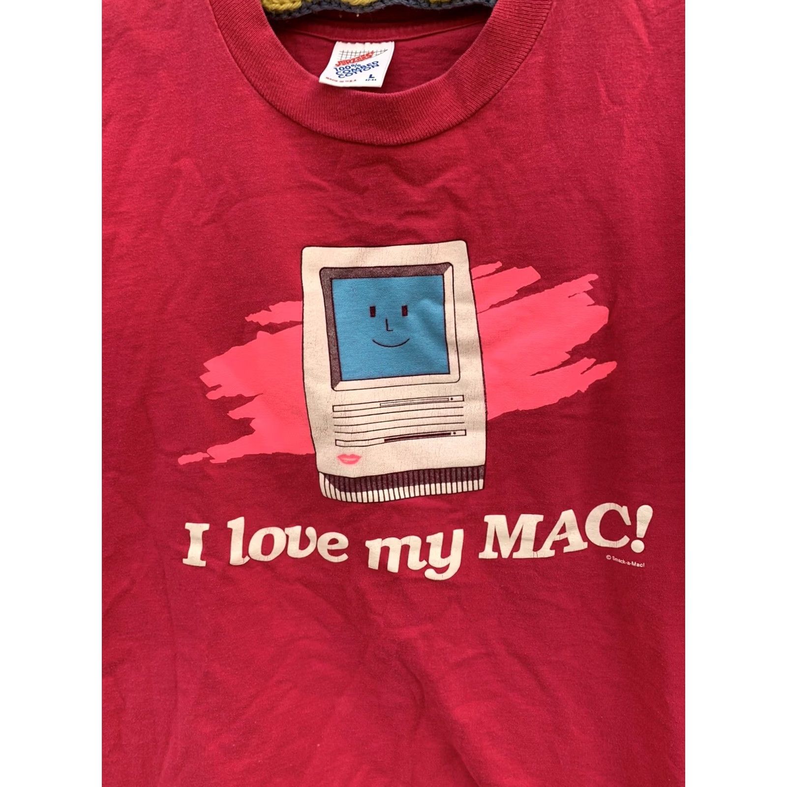 Jerzees VINTAGE I love my MAC! c Smack-a-Mac! T-Shirt L Men Pink 1990s Graphic Tee Jerzees Size US L / EU 52-54 / 3 - 5 Thumbnail