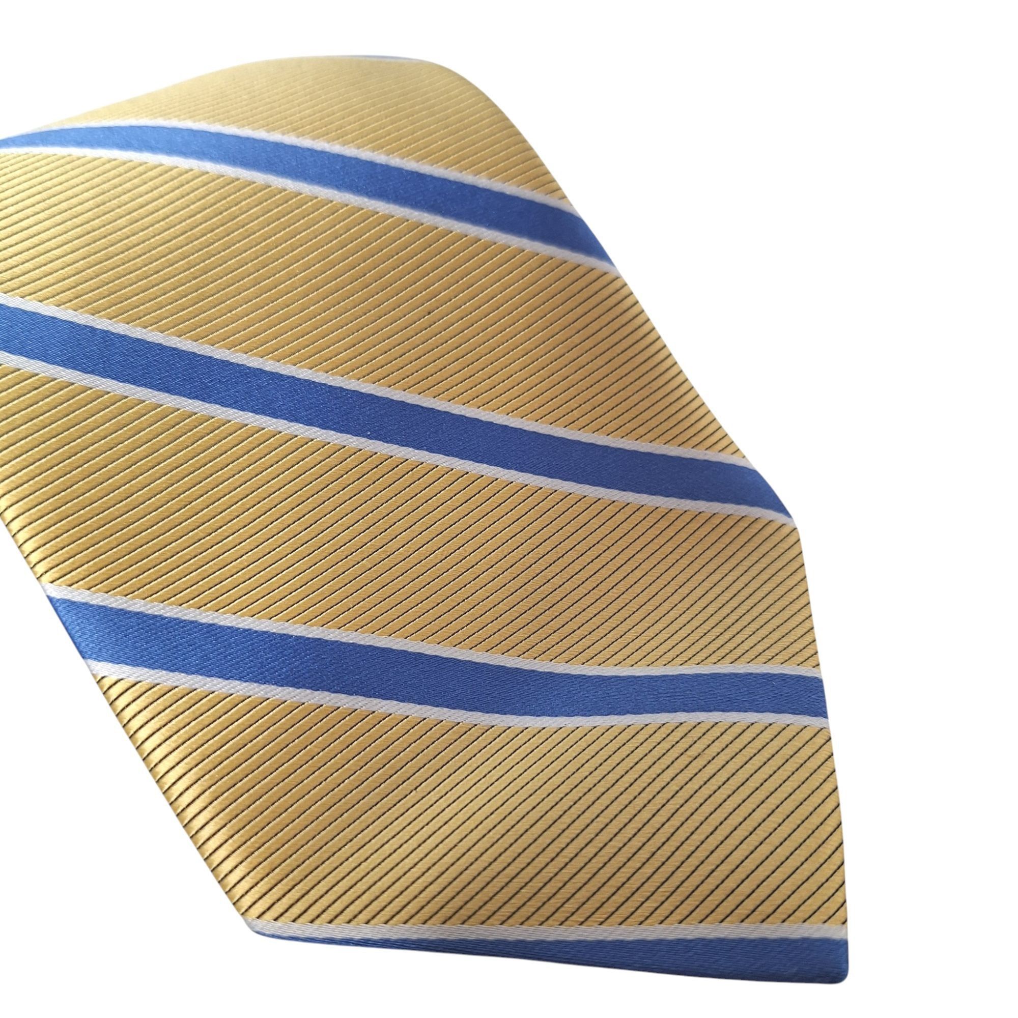 Brooks Brothers Brooks Brothers Gold Blue Striped Silk Tie Preppy Quiet Luxu Size ONE SIZE - 3 Thumbnail