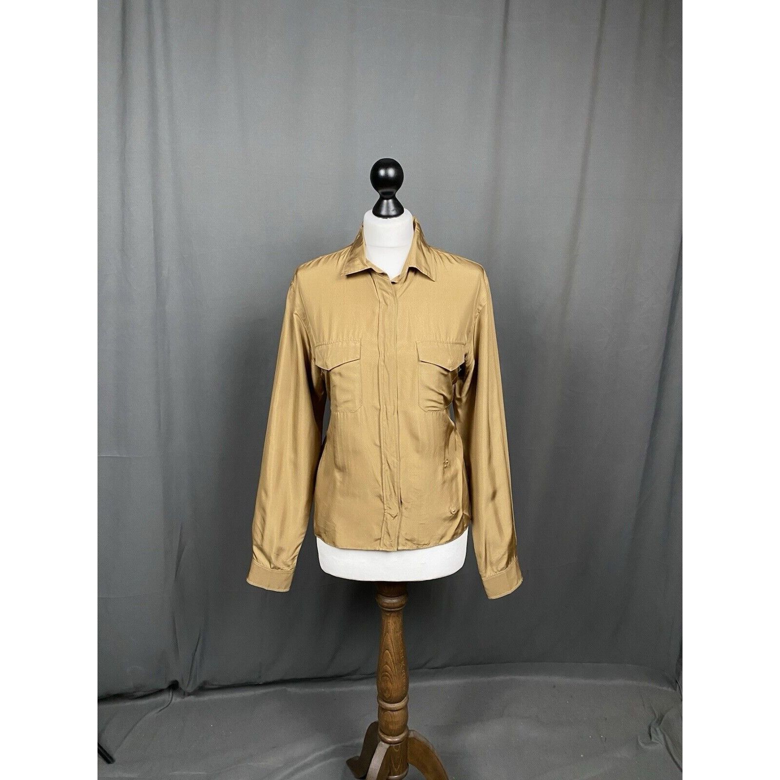 Prada Prada Women's Brown Silk Longsleeve Shirt Size 44 Size M / US 6-8 / IT 42-44 - 3 Thumbnail