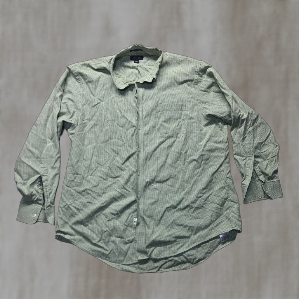 Lands' End Lands' End Green Check Long Sleeve Button-Up Shirt Adult Mens 17.5 34 Classic Casual Size US XL / EU 56 / 4 - 1 Thumbnail