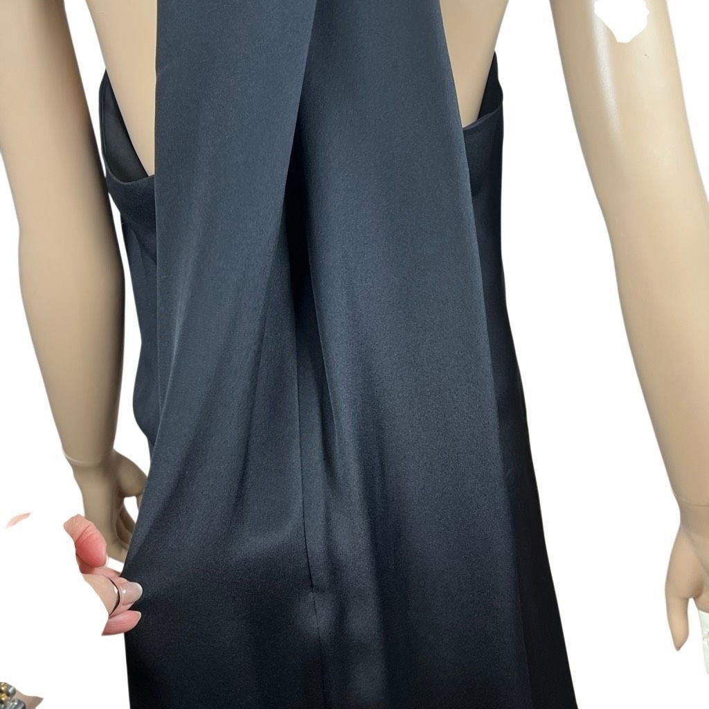 KOBI HALPERIN New Kobi Halperin Black Silk Maxi Dress with Pleated Necklin Size M / US 6-8 / IT 42-44 - 8 Thumbnail