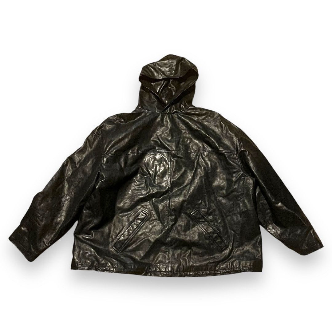 Balenciaga SAMPLE Black Hooded Leather Jacket Spring 2023 Size US XXL / EU 58 / 5 - 1 Thumbnail
