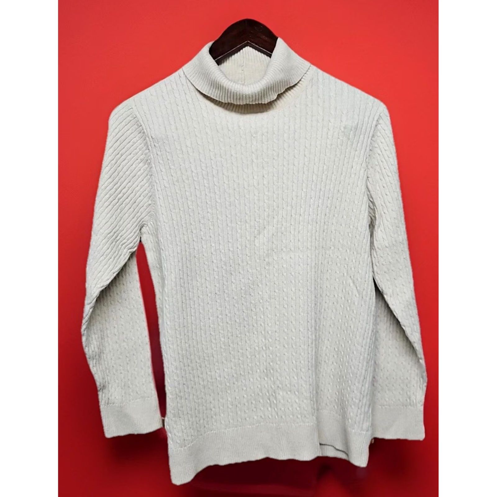 Vintage JEANNE PIERRE Cream Cable Knit Turtleneck Sweater 1X Women Classic Pullover Knit Size XL / US 12-14 / IT 48-50 - 2 Thumbnail